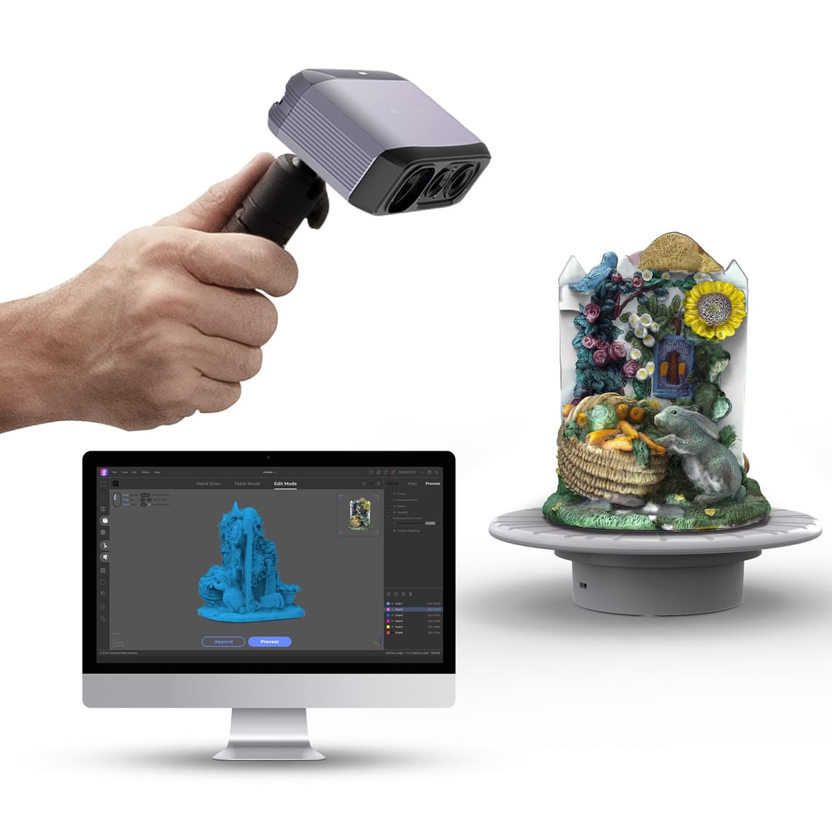 3DMakerpro Escáner 3D para Impresión 3D, Escáner 3D Portátil de 0.05 mm de Precisión, Velocidad de Escaneo 10 FPS para Objetos Medianos, Compatibilidad con Android/iOS/Windows/macOS, Moose Lite Advanced 3d scanner moose lite advanced