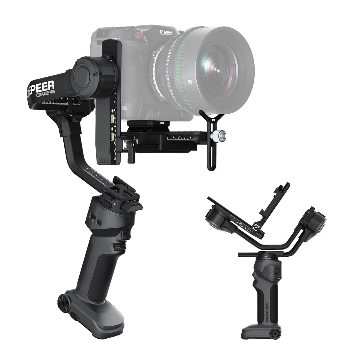 ZHIYUN Crane 4E Estabilizador de Cámara de 3 Ejes para DSLR y Mirrorless, Gimbal compatible con Canon/Nikon/Sony, Disparo Vertical Nativo, Control de Obturador Bluetooth, Gris Oscuro CR131G