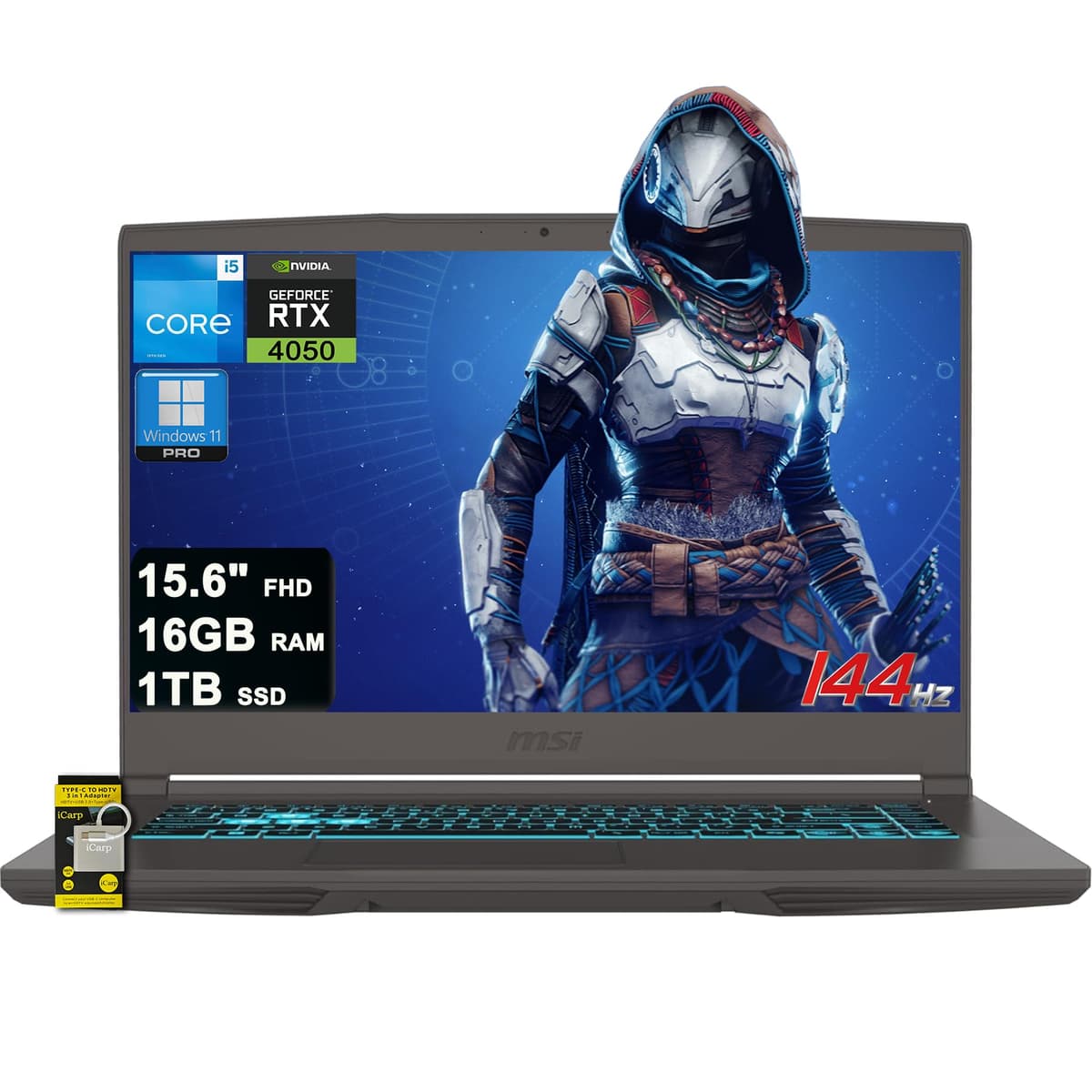 MSI Thin 15 Laptop Gamer 15.6" FHD IPS 144Hz Intel 8 núcleos i5-13420H (> i7-12650H) 16GB RAM 1TB SSD GeForce RTX 4050 Type-C Retroiluminado Wi-Fi 6E Win11 Pro ICP Hub b9b36879-6a7d-49bc-8c25-2ab289bc0f9e