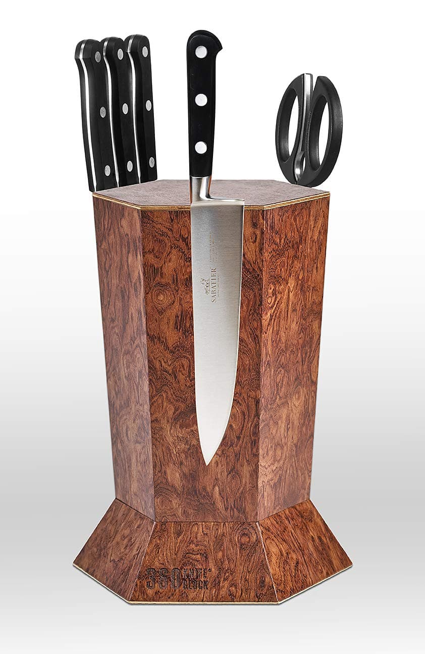 360KnifeBlock Bubinga Pomele Limited Edition 2023 Rotating magnetic knife block - handmade in Washington 360KB