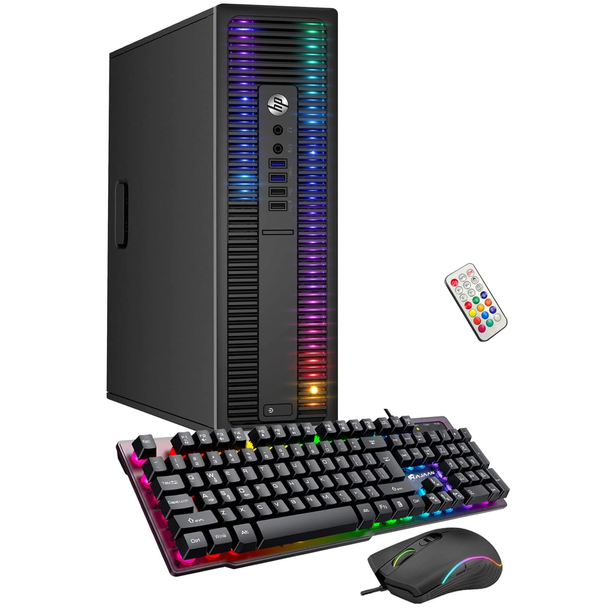 Computadora de Escritorio HP EliteDesk con Luces RGB Procesador AMD A-Series 16 GB RAM, SSD 1 TB, Windows 11 64 bits, Wi-Fi, Teclado y Mouse para Juegos (Reacondicionada)