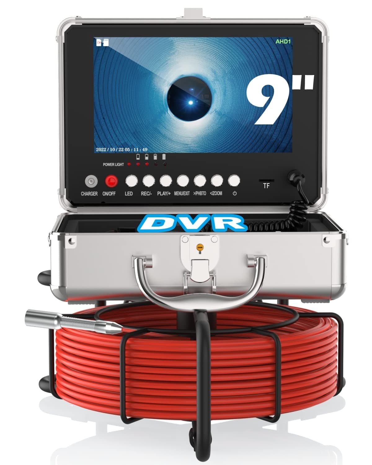 Anysun Cámara de inspección de cañerías 1080P con monitor 9 pulgadas y cable de 100 ft, IP68 F958