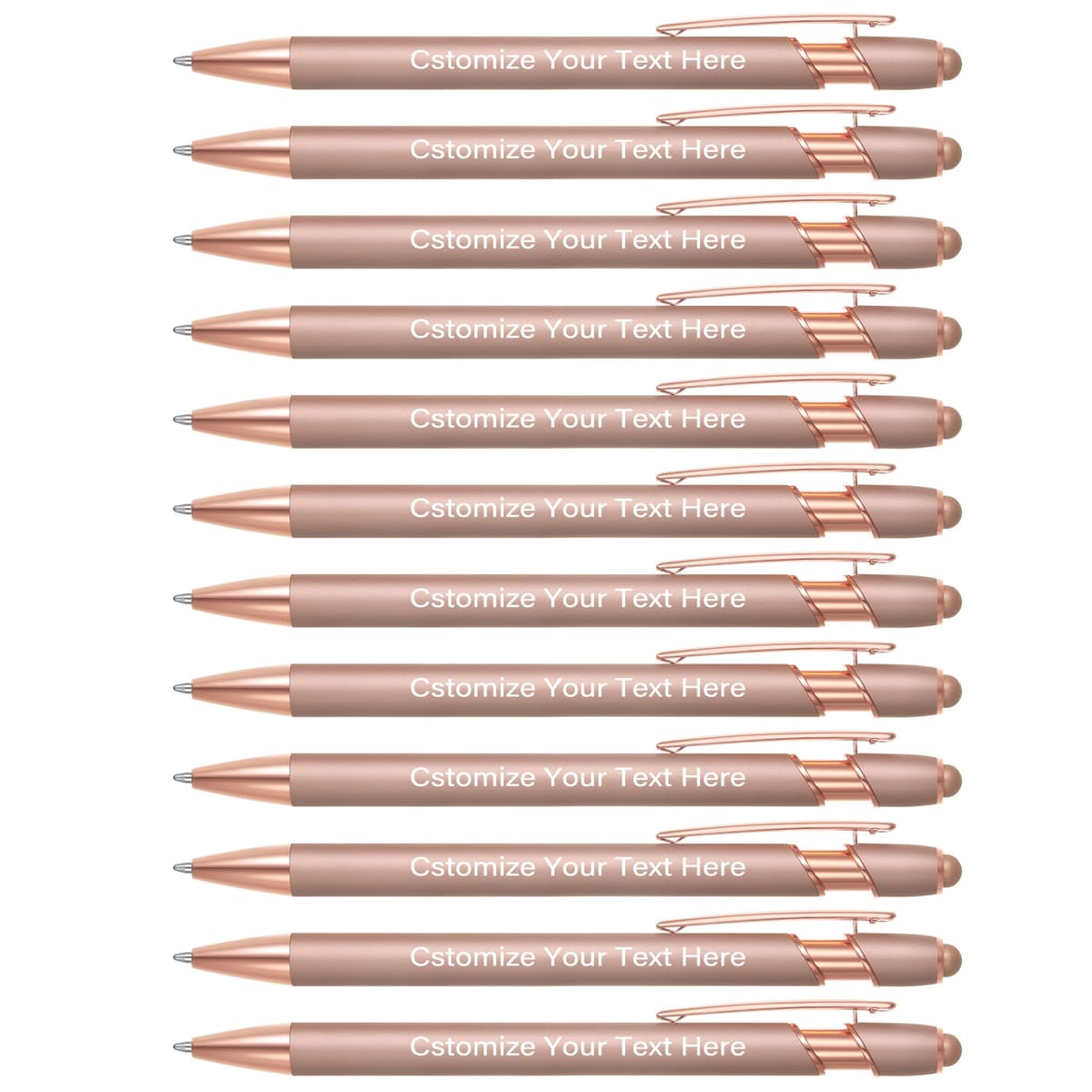 Kingluu 400 Pcs Plumas personalizadas con stylus, tinta negra - Rose Gold YZBDZ004