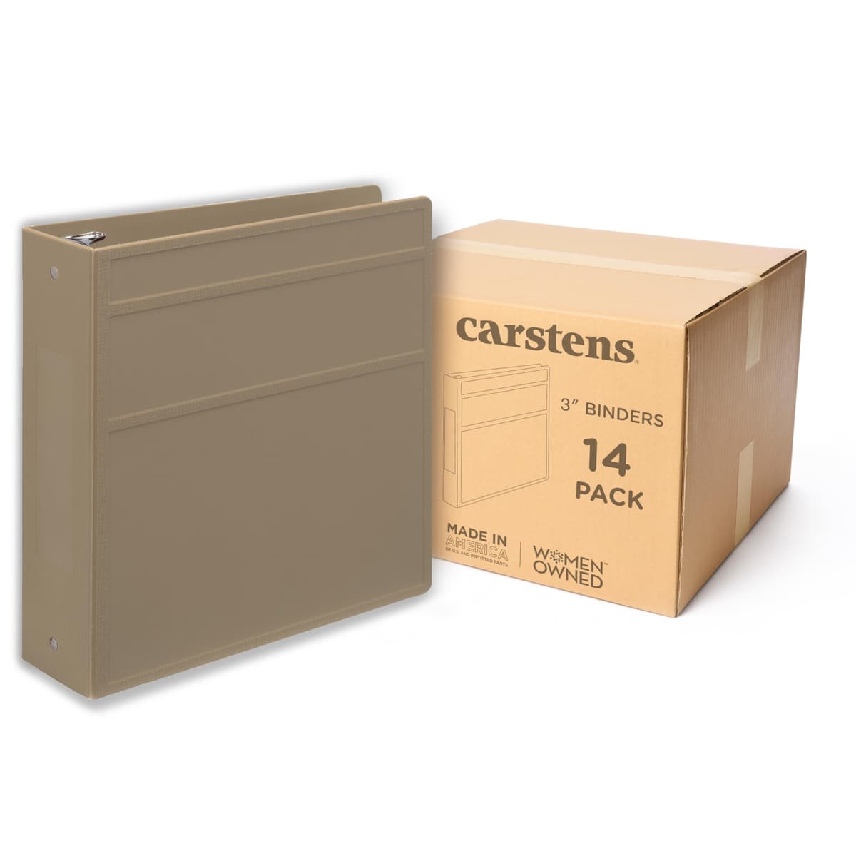 Carstens Carpeta de 3 pulgadas para anillas (apertura lateral) - Arena, sin bolsillos 1713-3RCS