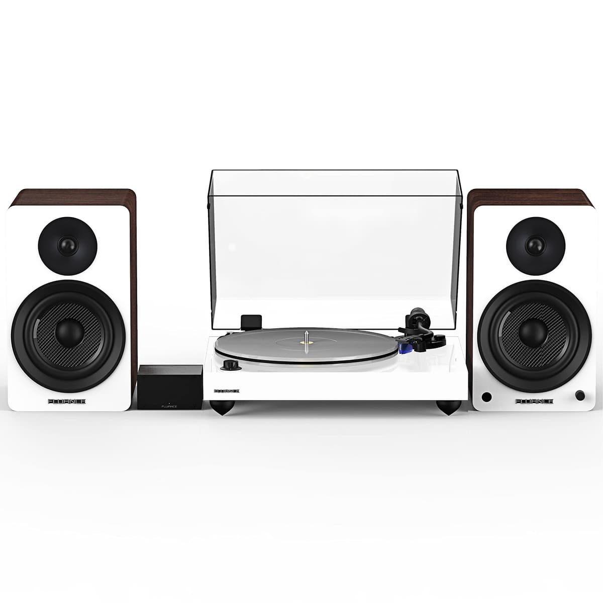 Fluance Reference RT85 Turntable blanco con PA10, Ai61 altavoces 6.5" y Ortofon 2M Blue RT85WHPA61WW