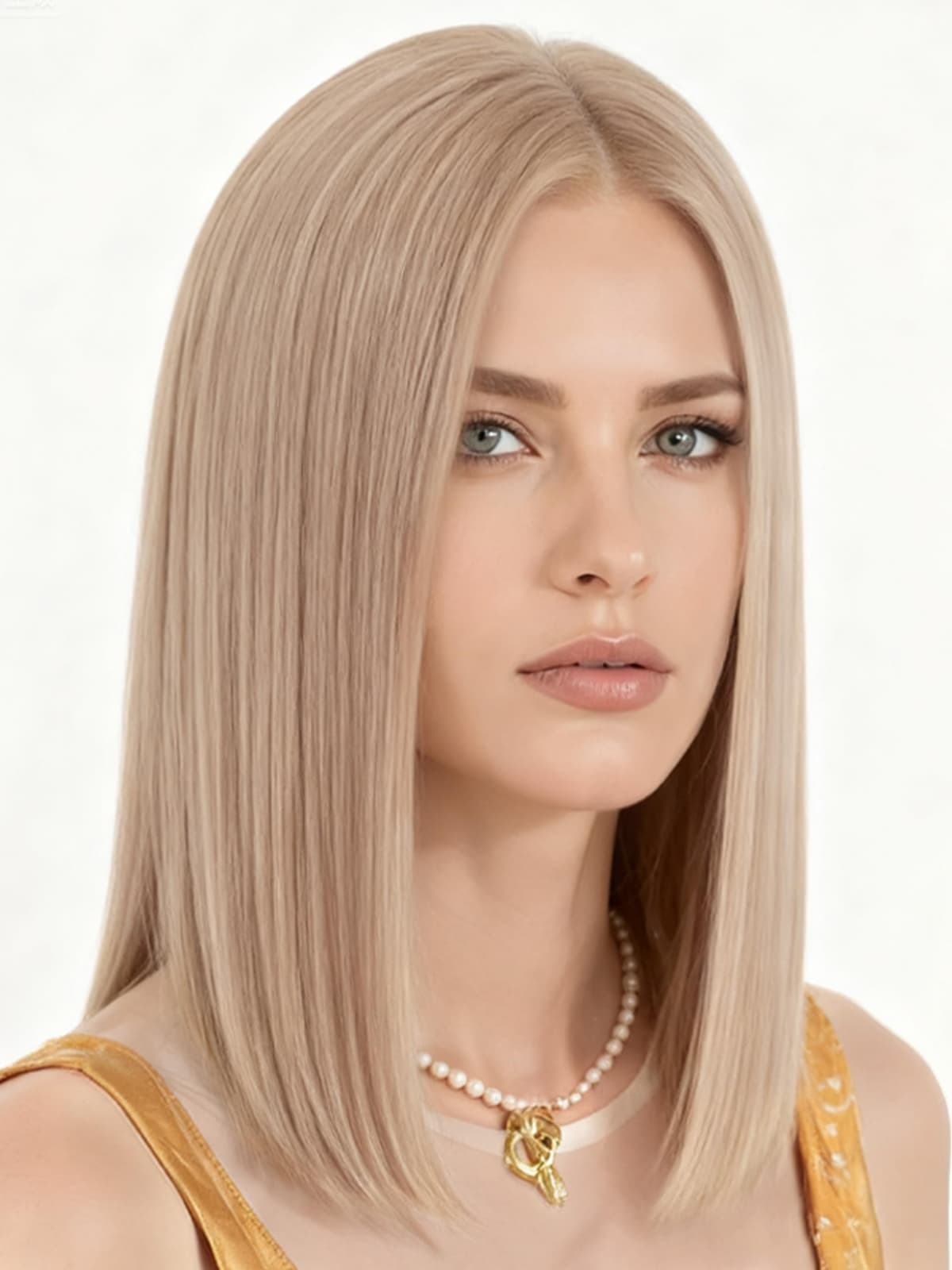 Topart peluca frontal HD 5x6 Swiss Lace gris rubio lisa Remy hand-tied (16 Inch) HWDZ9001-1GR16