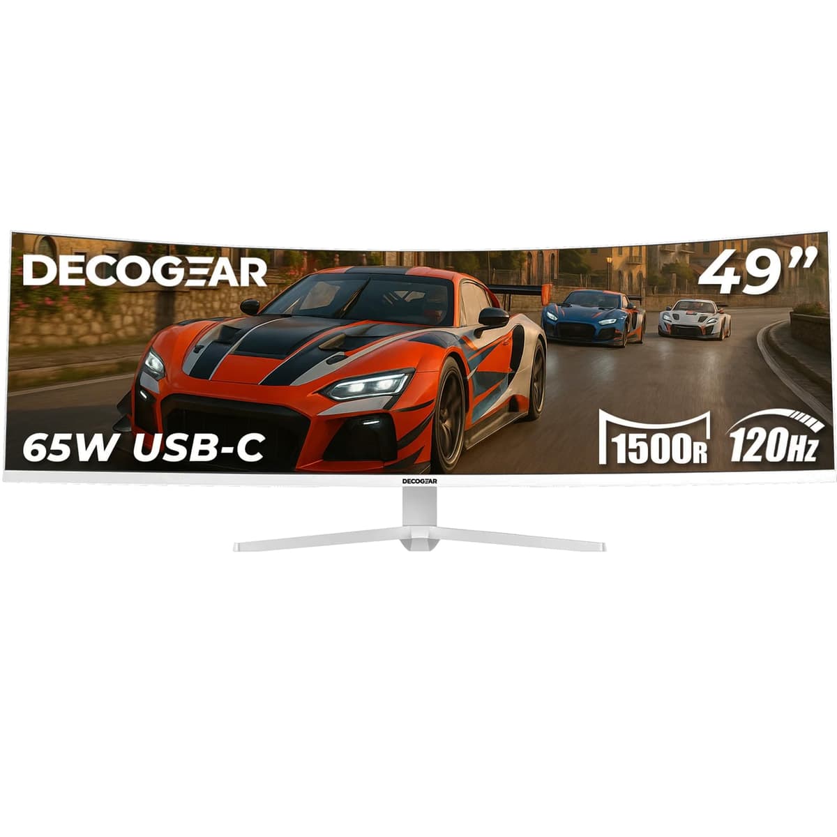 Deco Gear MONZA495K Monitor Curvo Ultrawide 49" 5K (5120x1440), 120Hz, USB-C 65W, 1500R, Blanco