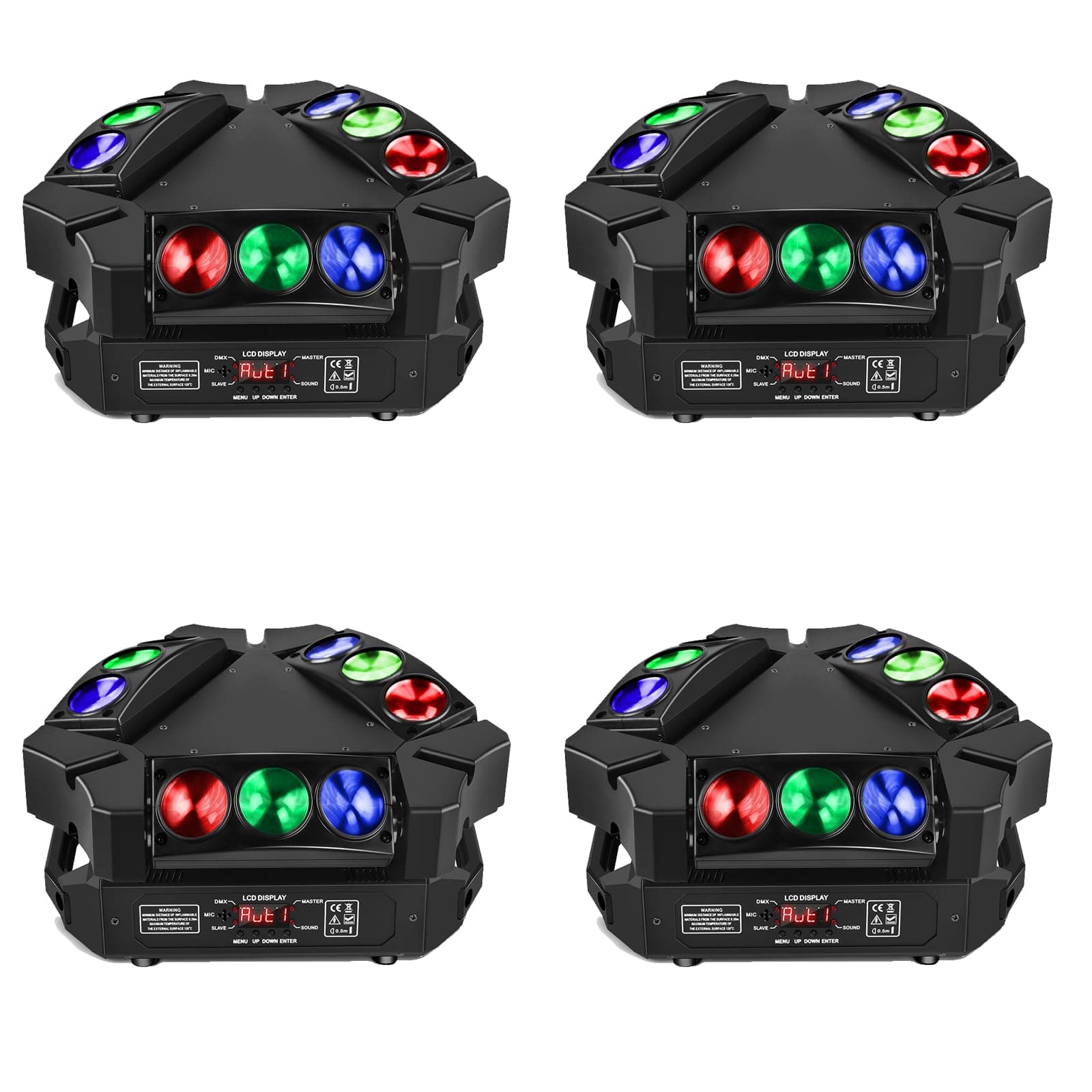 Pack 4 luces moving head Spider U`King 9 LEDs x10W DMX-512 multiefecto ZQ02332US