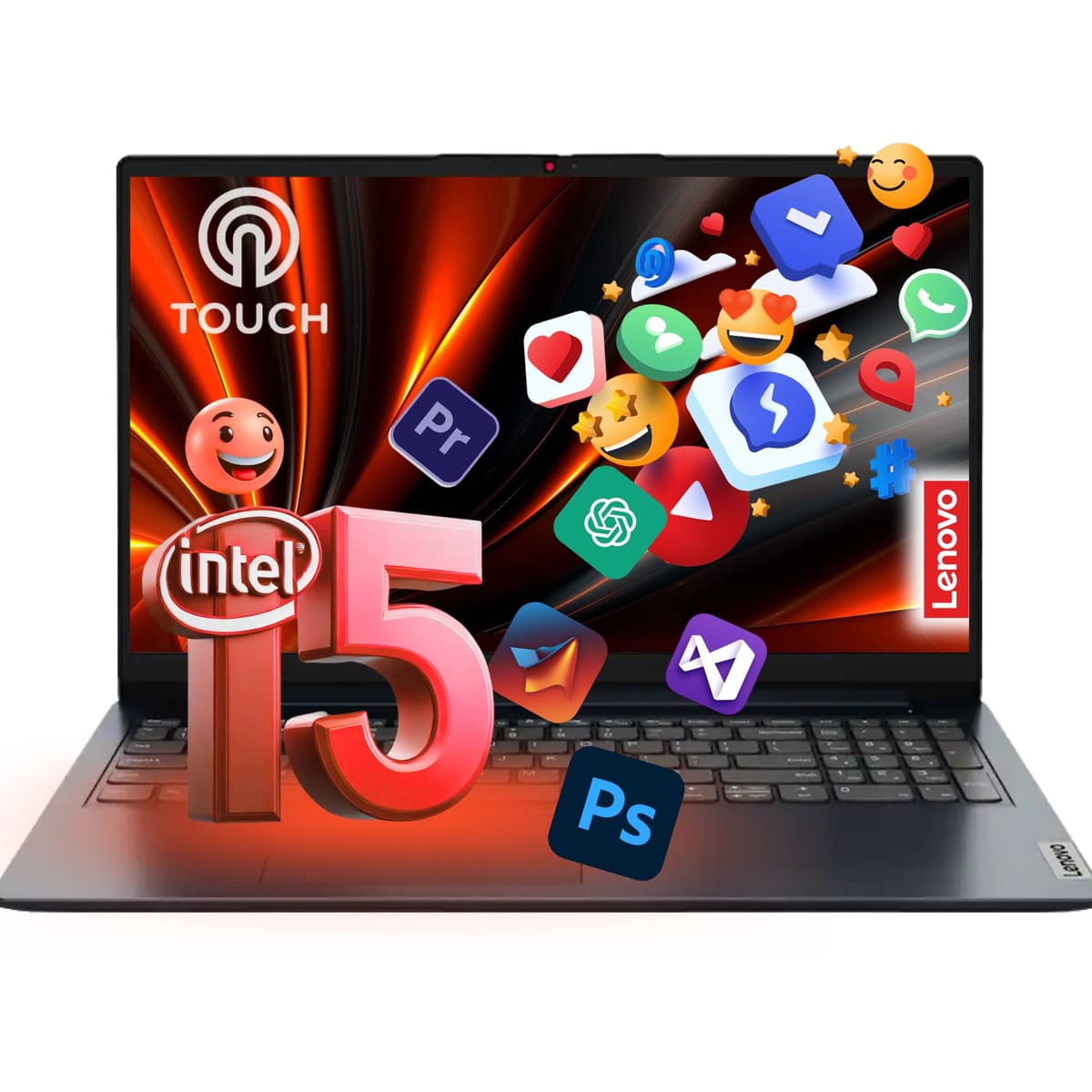 Portátil Lenovo IdeaPad Empresarial con Office 365 de por vida para Web - Pantalla táctil FHD de 15.6" - Intel i5 de 10 núcleos (rinde más que el i7-1255U) - 12GB RAM - Almacenamiento de 1TB (512GB SSD con 512GB externo) - sin mouse