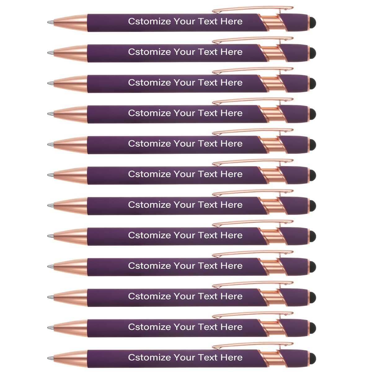 Kingluu 400 bolígrafos personalizados con punta stylus, tinta negra, grabado gratis YZBDZ004