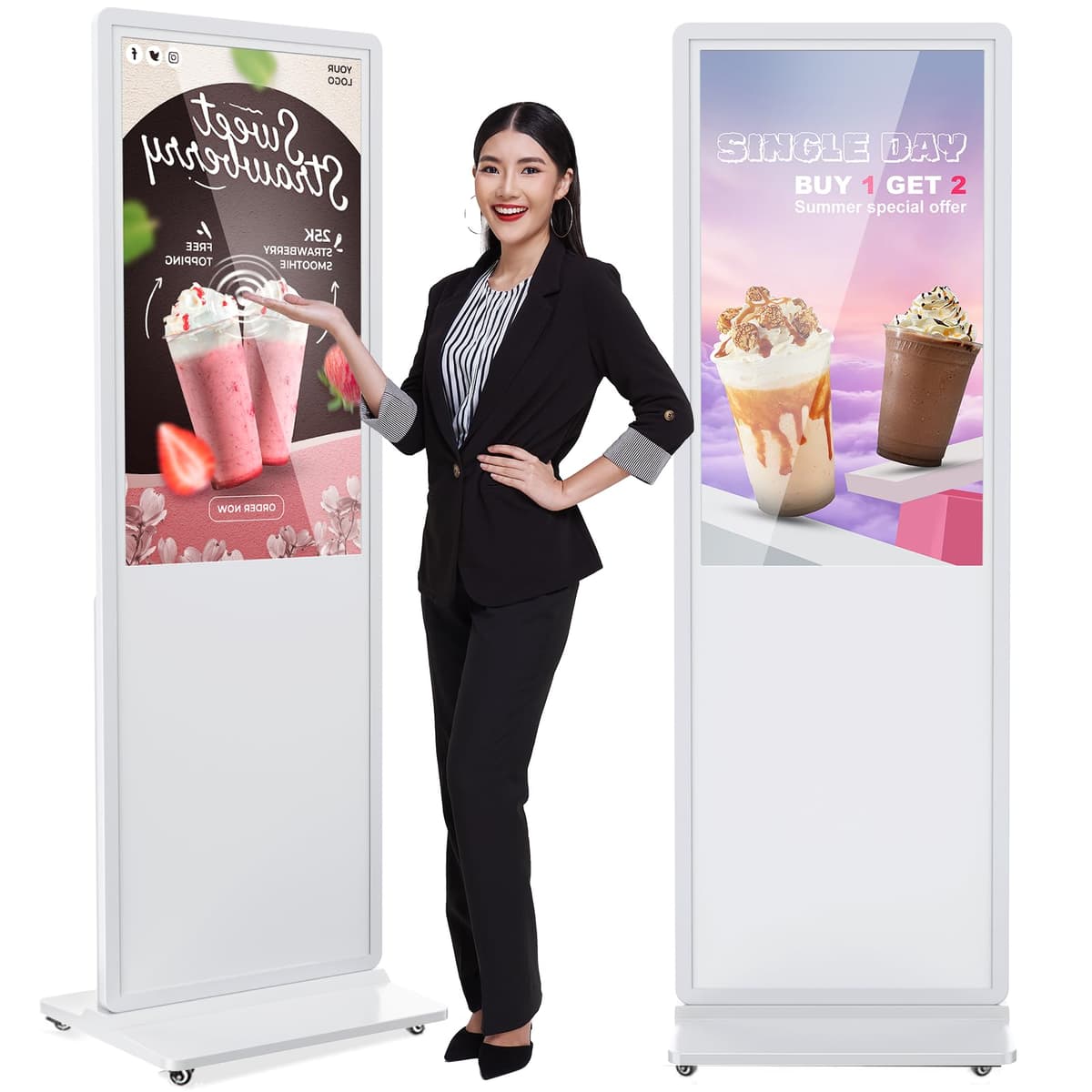 YCKJNB Señalización Digital 43" Interior Full HD IPS Touch/Non-Touch Floor Standing con WiFi HDMI/USB Android QIXZOCV-43-B-HB