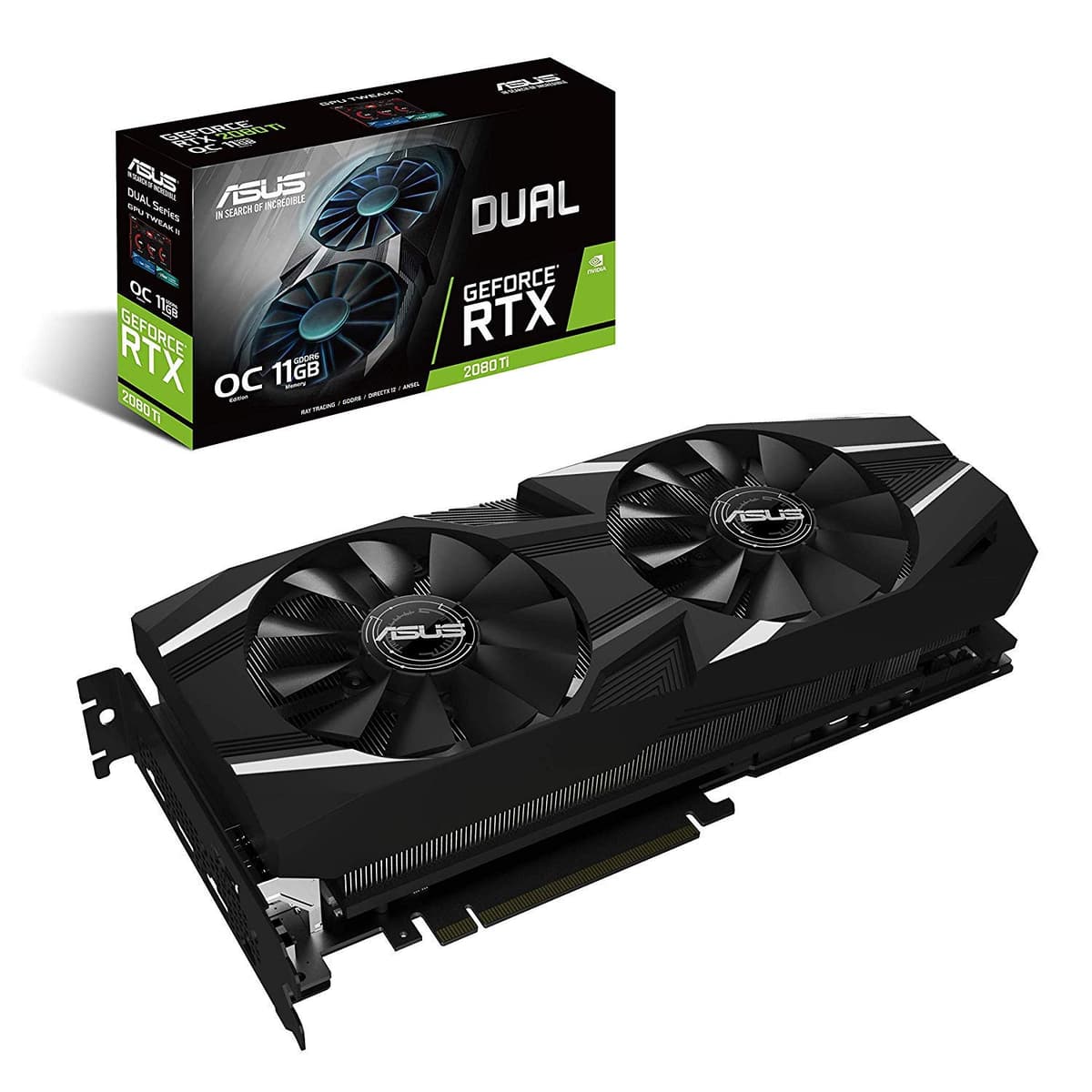 ASUS DUAL-RTX2080TI-O11G GeForce RTX 2080 Ti Overclocked 11GB Dual-Fan