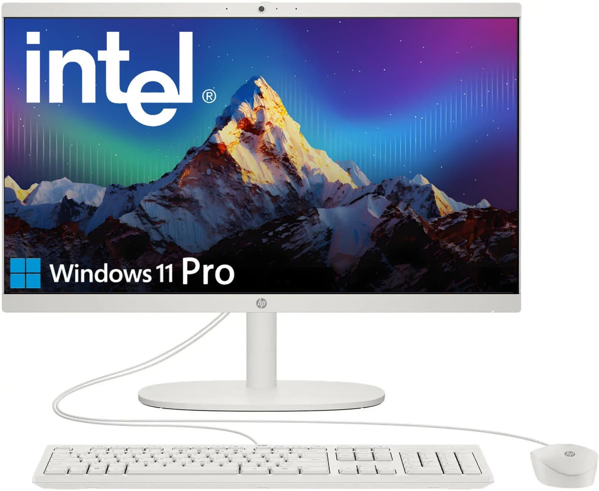 HP 2025 Computadora Todo-en-Uno de 22" FHD • Nueva Versión para Uso Diario • Último CPU Intel Quad-Core de 13ª Gen • 8GB DDR5 • 128GB de Almacenamiento • HDMI • Type-C • Wi-Fi • Webcam HD • Win11 Pro