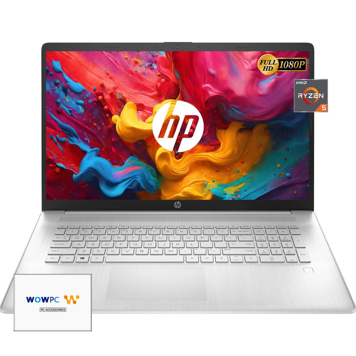 HP 2024 Laptop 17.3" FHD, AMD Ryzen 5 7430U, 64GB RAM, 2TB SSD, Windows 11 Pro, lector de huellas, WOWPC Recovery USB