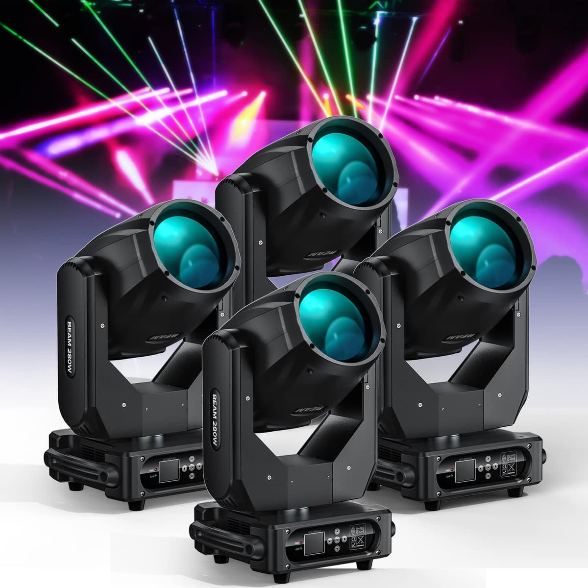 4PCS Moving Head 280W 10R Beam WZYBUTA con 17 gobos, 15 colores, prismas y efectos DMX ZQ02229X4