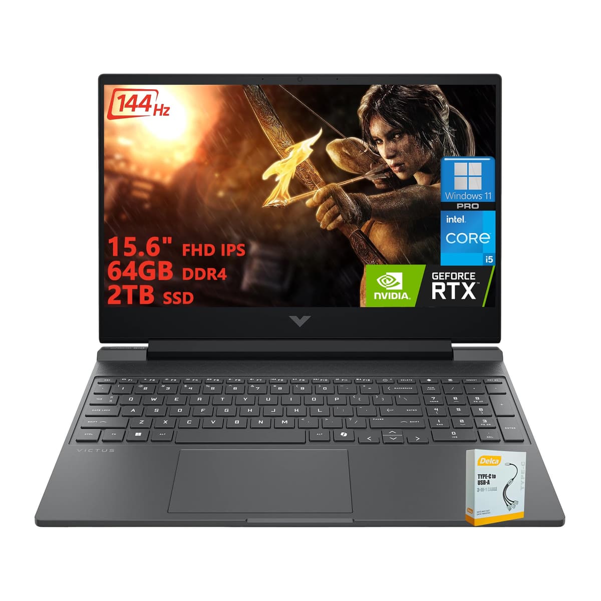 HP Victus 15 Laptop para Juegos | 15.6" FHD IPS Antirreflejo 144Hz | Intel i5-13420H de 8 núcleos | 64GB DDR4 2TB SSD | NVIDIA GeForce RTX 3050 6GB | Teclado Retroiluminado Carga Rápida Win11 Pro con Accesorio DLCA