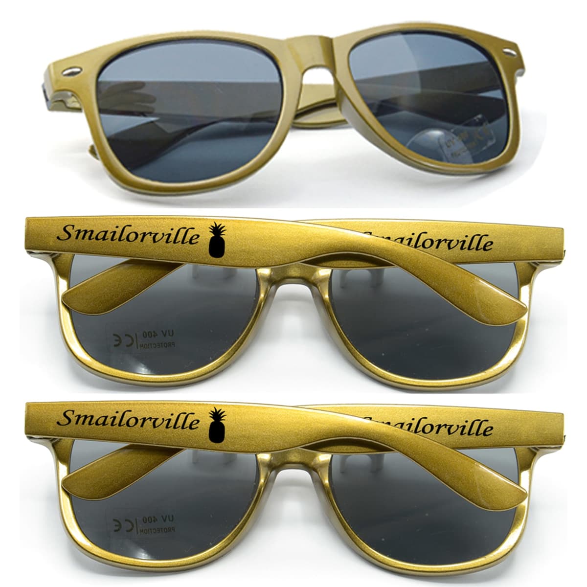 GZLDGIFTS 300PC gafas de sol personalizables para fiestas y bodas (Gold)