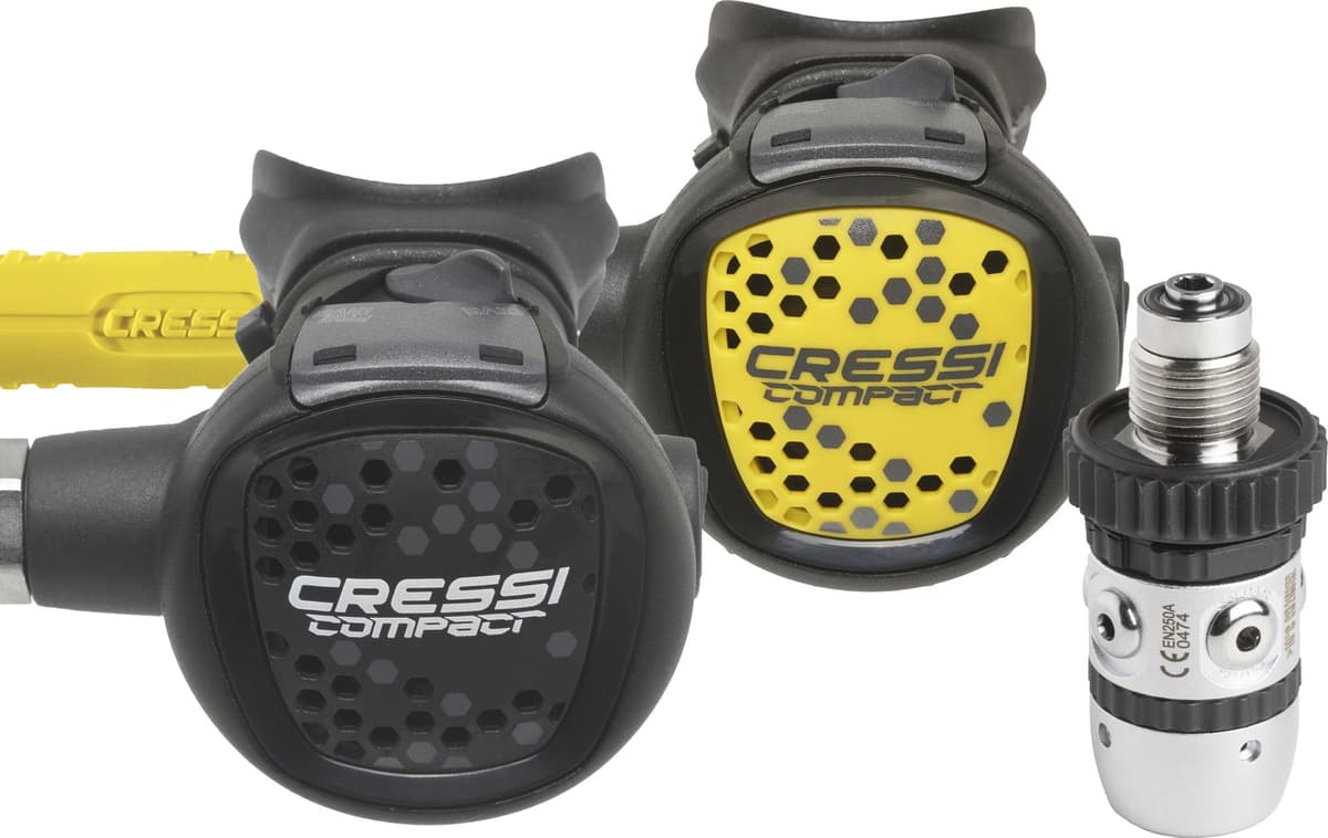 Cressi AC2 / Compact + Octopus Compact Conjunto Completo de Regulador, Negro/Amarillo, DIN HY788051