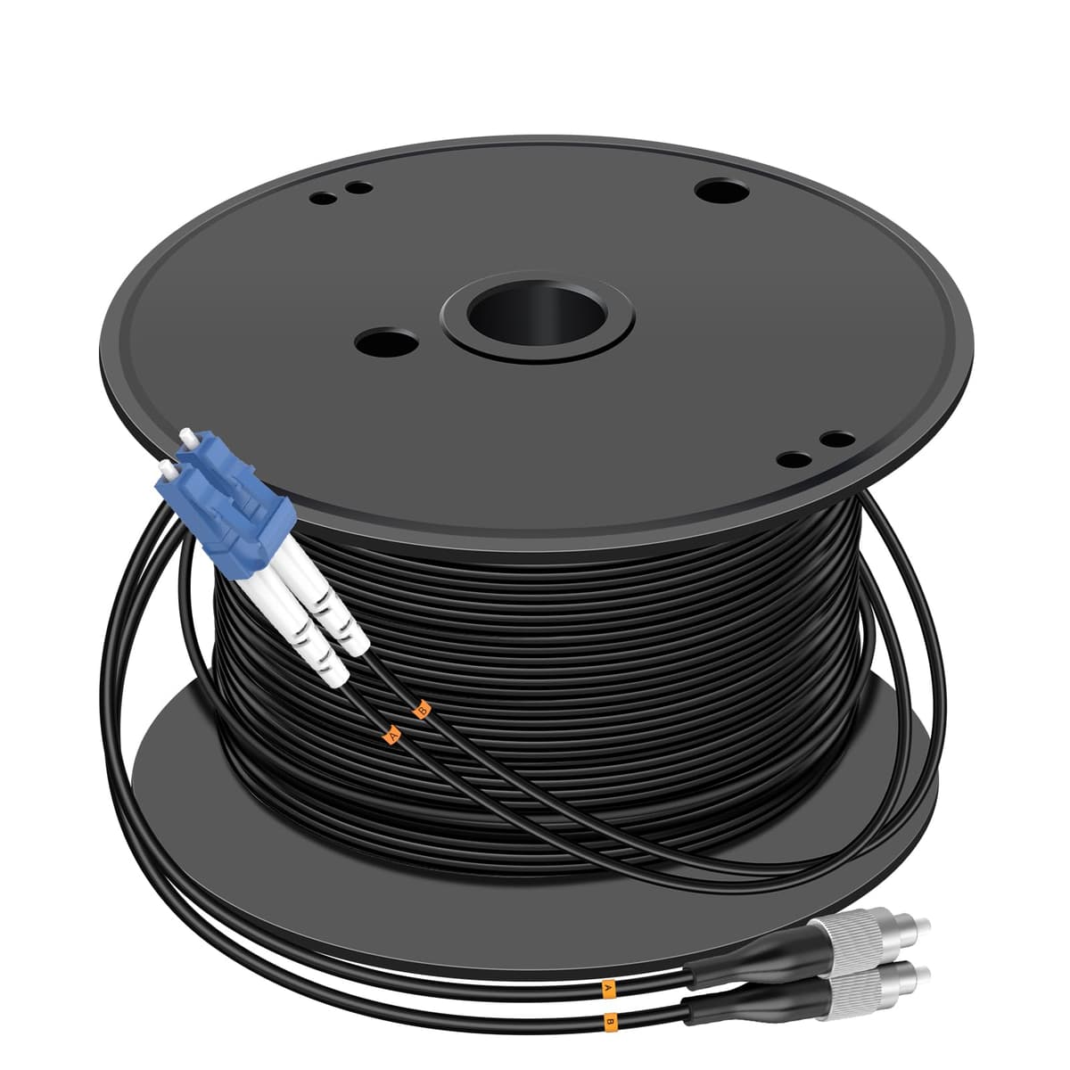 Jeirdus cable óptico blindado dúplex 9/125 SM monomodo LC a FC para exteriores 600 m (1968 ft) cordón de parche óptico LC-FC FBM-OALCFCSD600