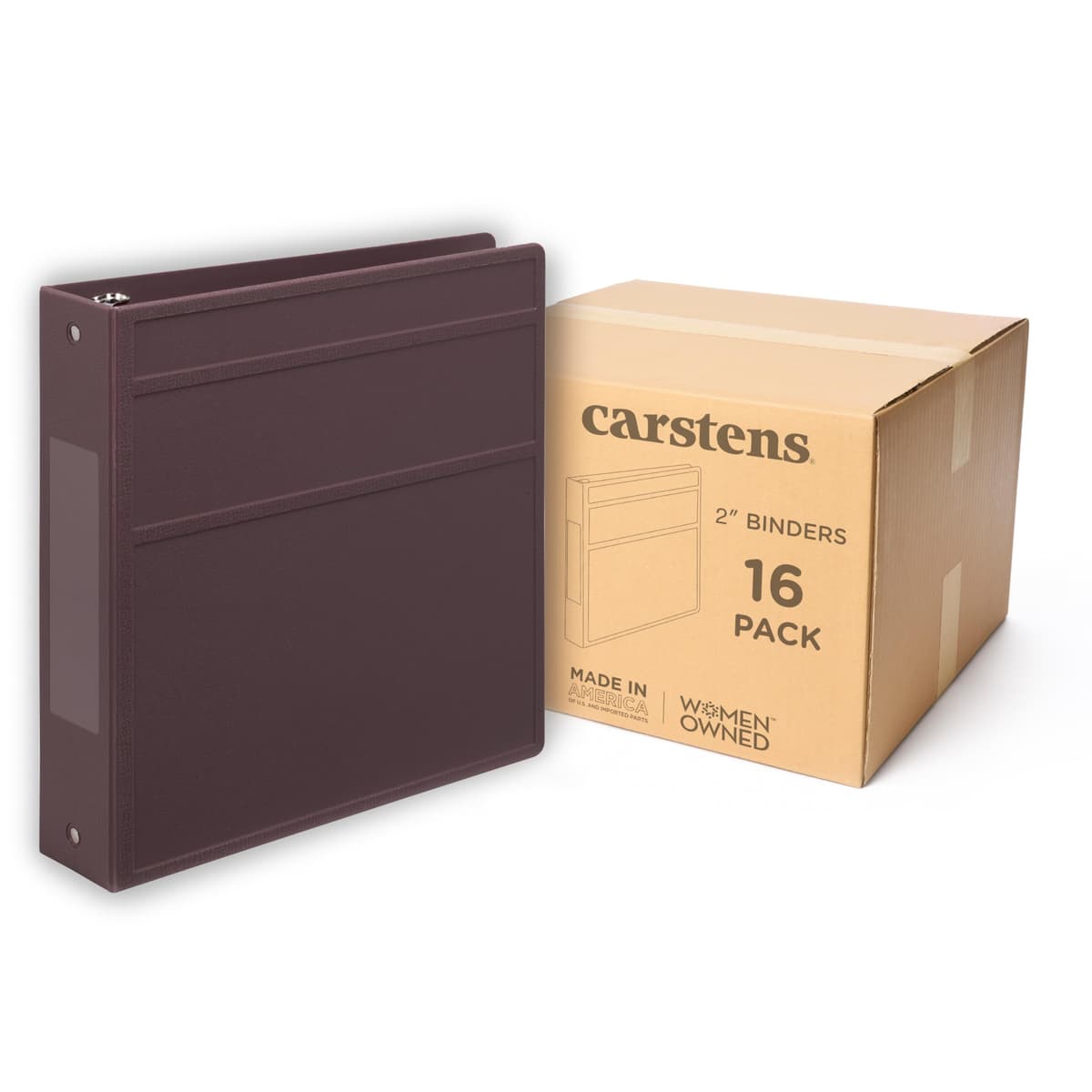 Carstens carpeta de 3 aros 2" resistente, apertura lateral, color Plum, sin bolsillos 5823-3RCS