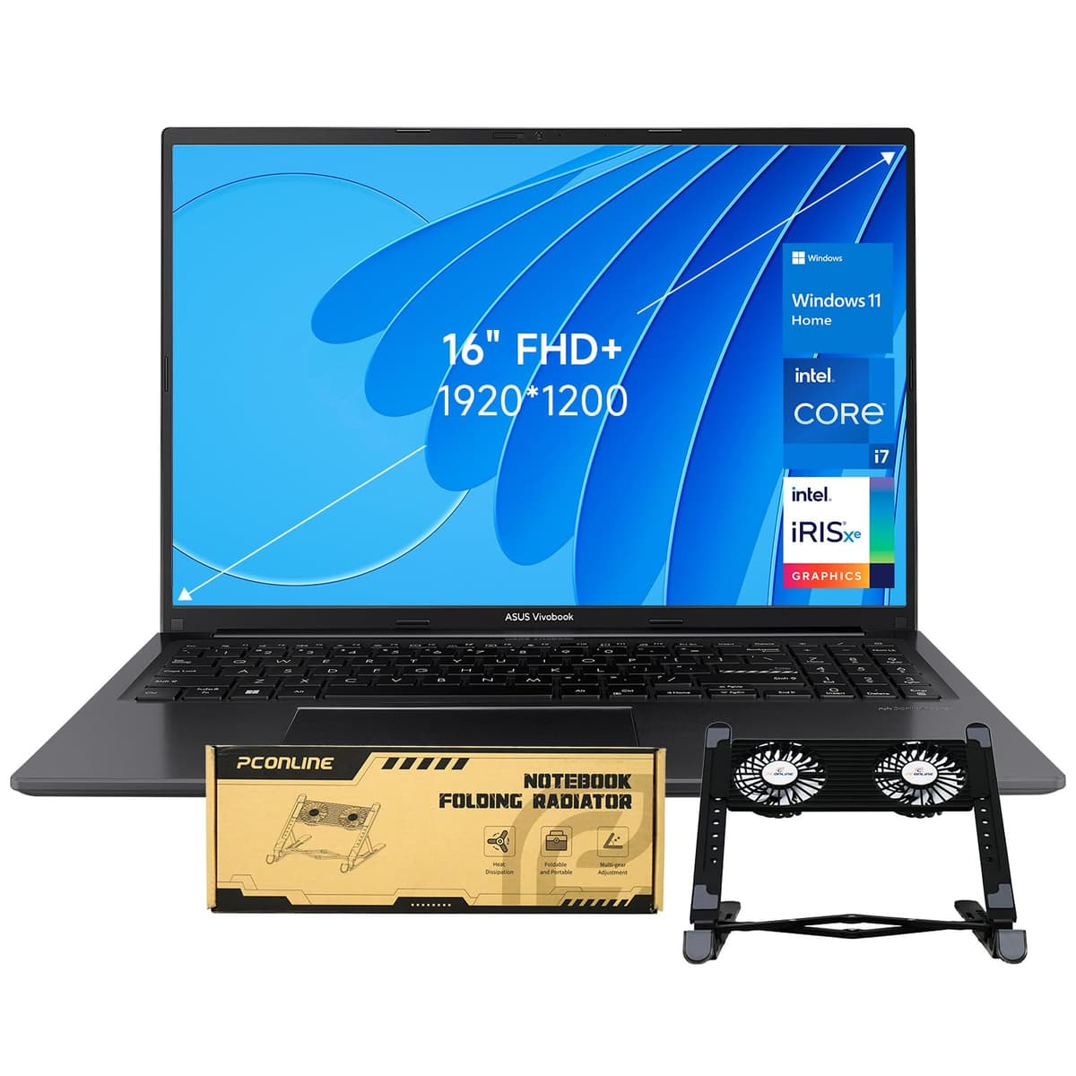 ASUS Vivobook 16 F1605, 16" WUXGA, Intel Core i7-1355U, 40 GB RAM, 2 TB SSD, Bundle con Cooler F1605V