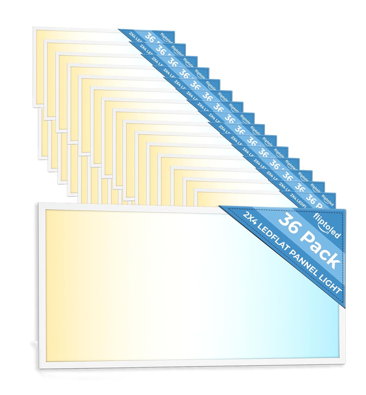 FlipToLed Paquete de 36 Panel LED Plano 2x4, 30-72W, 5CCT 3K | 3.5K | 4K | 5K | 6.5K, Regulable Empotrable para Falso Techo, 3750/5000/6250/7500/9000 Lúmenes, Luminaria Insertable para Oficina 120-277V, ETL DLC LEP_2X4CCT_30PACK
