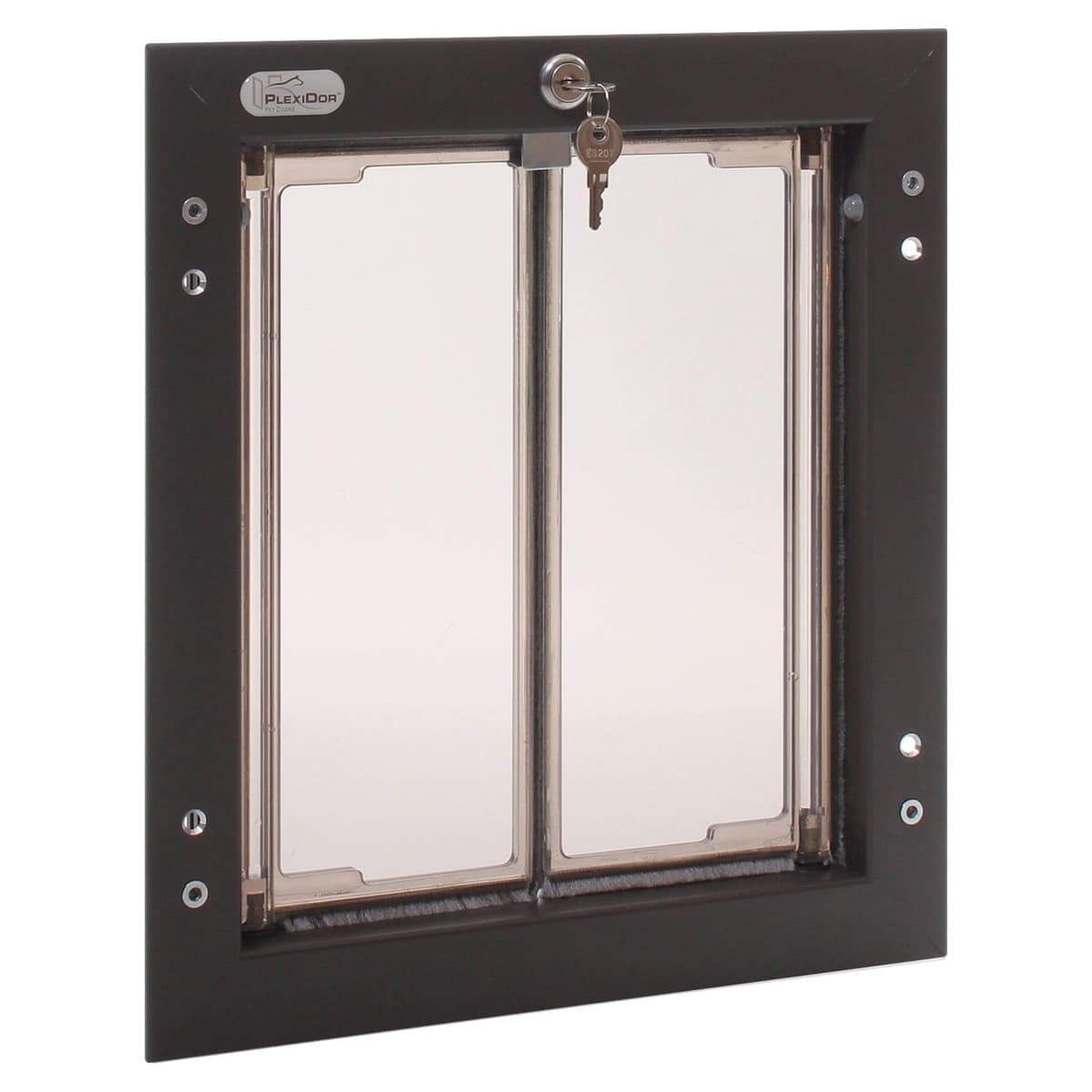 Puertas para Mascotas PlexiDor para Perros y Gatos - Eficientes Energéticamente - Puerta de Montaje en Puerta con Cerradura y Llave - Bronce PD DOOR MD BR