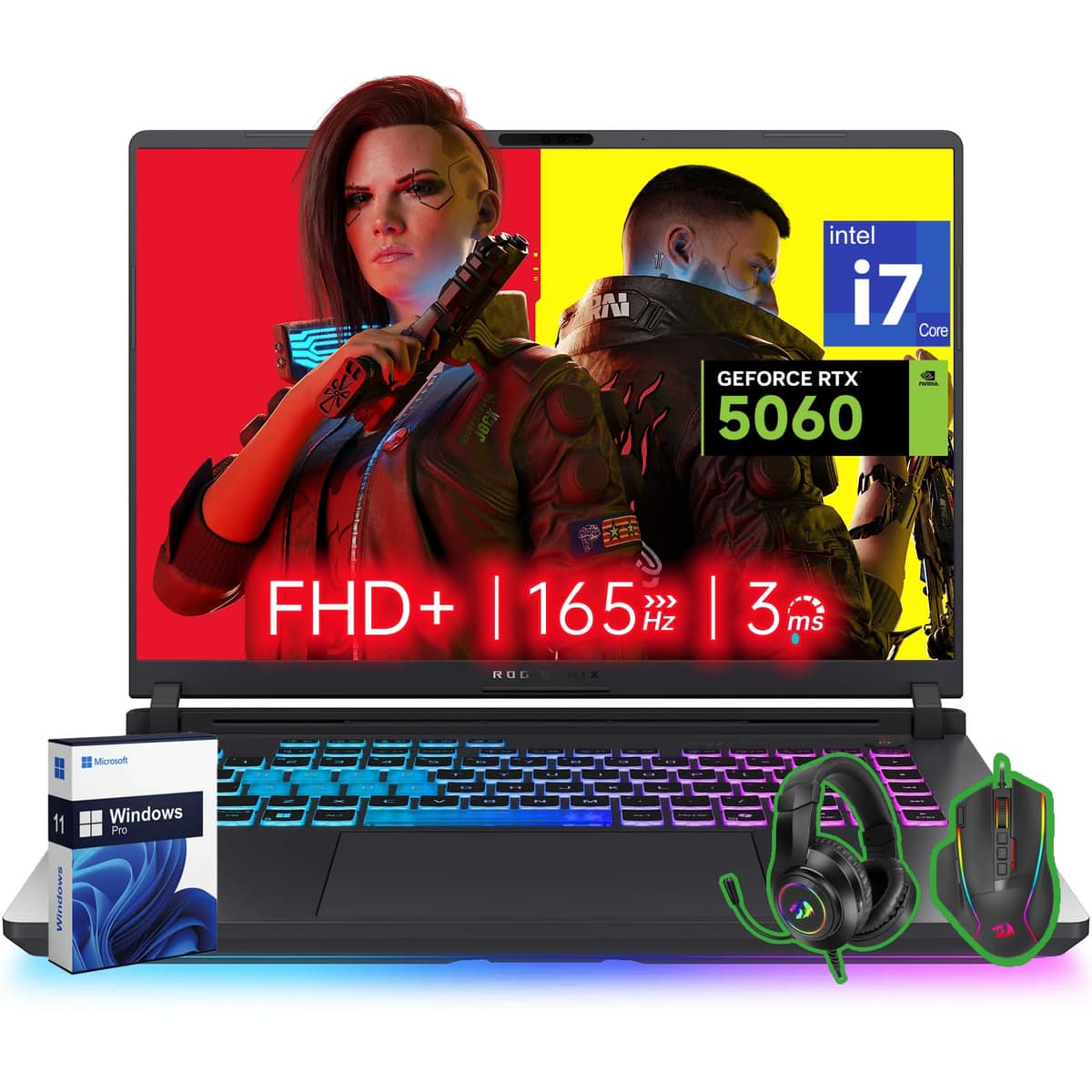 ASUS ROG Strix G16 Laptop para Juegos 2025, Procesador Intel Core i7 14650HX, GPU NVIDIA GeForce RTX 5060, Pantalla Nebula 16" FHD+ 165Hz/3ms, 64 GB DDR5, SSD Gen 4 de 2 TB, Wi-Fi 7, Windows 11 Pro, Accesorios G615JMR-AS74