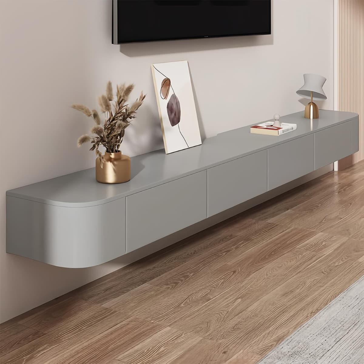 Kferfft Mueble para TV flotante montado en pared DIANSHIGUI-Y - Mueble multimedia moderno con almacenamiento oculto