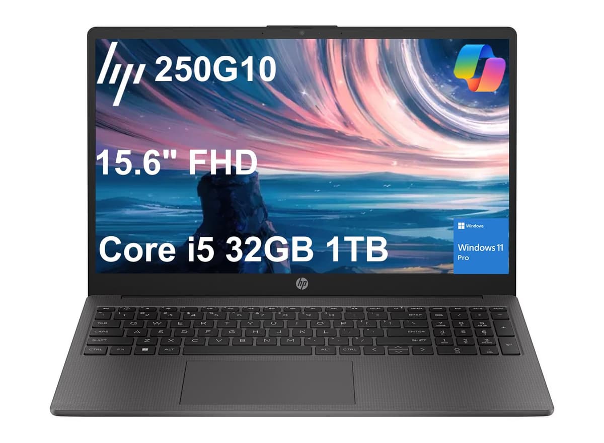 ist computers HP 250 G10 Portátil (15.6" FHD IPS Antirreflejo, Intel i5-1334U, 32GB RAM, 1TB SSD, 10 núcleos (> Ryzen 7-7730U)), Empresarial, Universitario, Grado Militar, Webcam con Obturador, Teclado Numérico, HDMI, Windows 11 Pro ProBook 460 G11