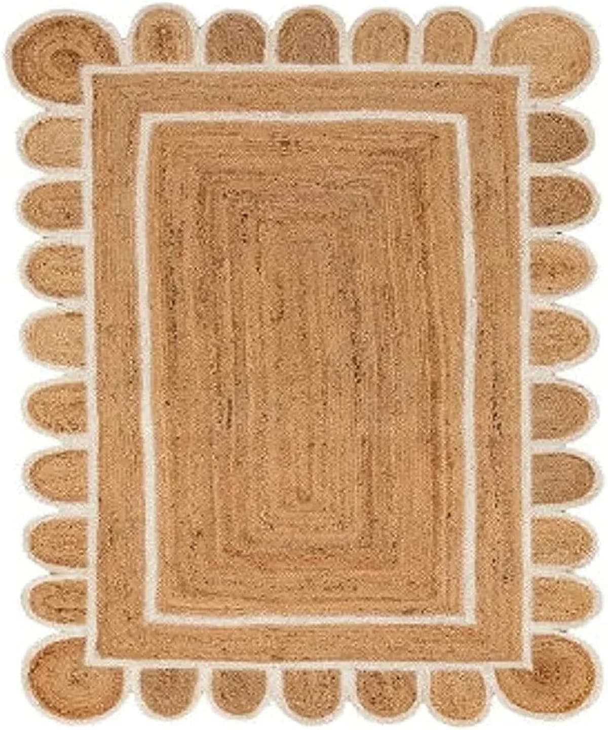 Yashvi Rug Alfombra de Yute Trenzada Patrón Scallop Bohemia Off White 10' x 14' YISR-01
