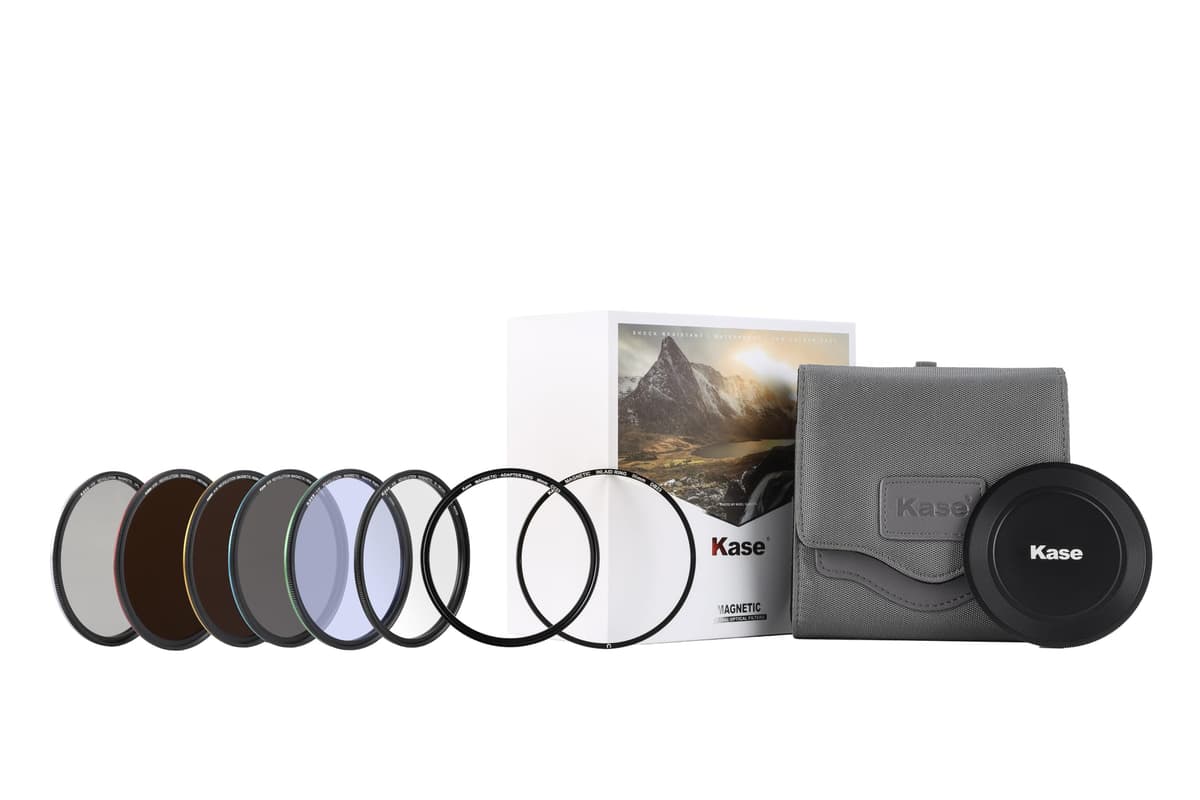 KASE Revolution Kit Mega de Filtros Magnético a prueba de golpes con Cristal Óptico Templado con Anillos Codificados por Color incluye CPL ND8 ND64 ND1000 R-MCUV Tapa Nocturna y Estuche (86mm) KW-Revolution-Mega
