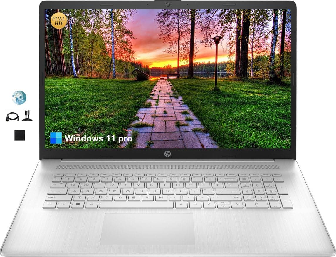 HP Laptop Empresarial Esencial 17.3" FHD, 32GB DDR4, 1TB PCIe SSD, Intel i3 de 12ª Gen 6 núcleos (hasta 4.4GHz, superior a i5-1155G7), Bluetooth, Webcam, Windows 11 Pro, Plateado HP 17-cn0000