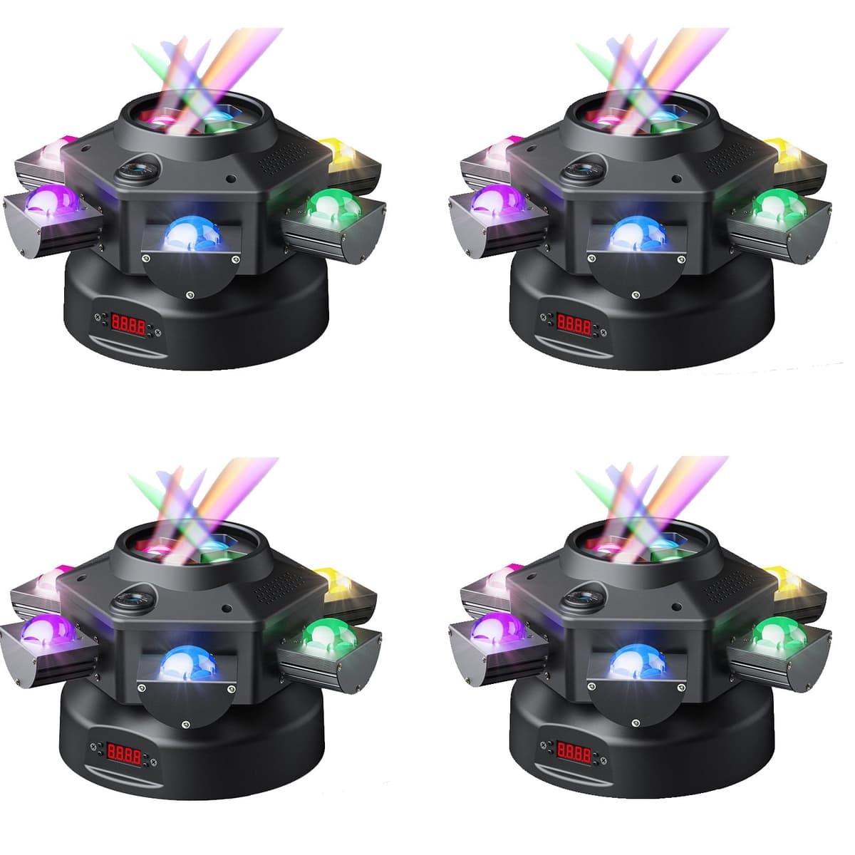 HOLDLAMP 4-Pack Moving Head DJ Lights 150W with 6 Arms, DMX-512 ZQ02245X4US