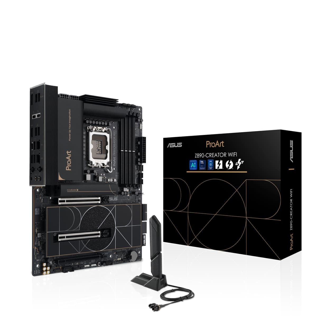 ASUS ProArt Z890-CREATOR WIFI, placa madre Intel ATX, 16+2+1+2 fases, DDR5, ranura PCIe 5.0, GPU de próxima generación, 5 puertos M.2, dos puertos Thunderbolt 5 Tipo-C, Wi-Fi 7, negro 90MB1JD0-M0EAY0