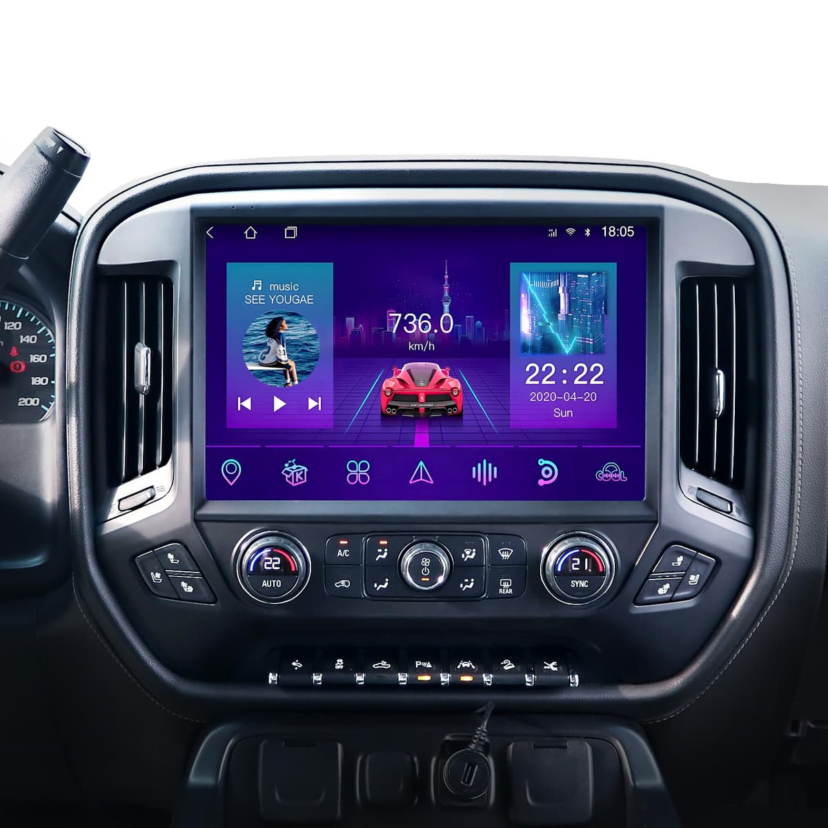 Gearzbtor 13.1" Car Radio Android 13 para Chevy Silverado GMC Sierra 2014-2018 8Core 8GB/128GB 2K (Negro)