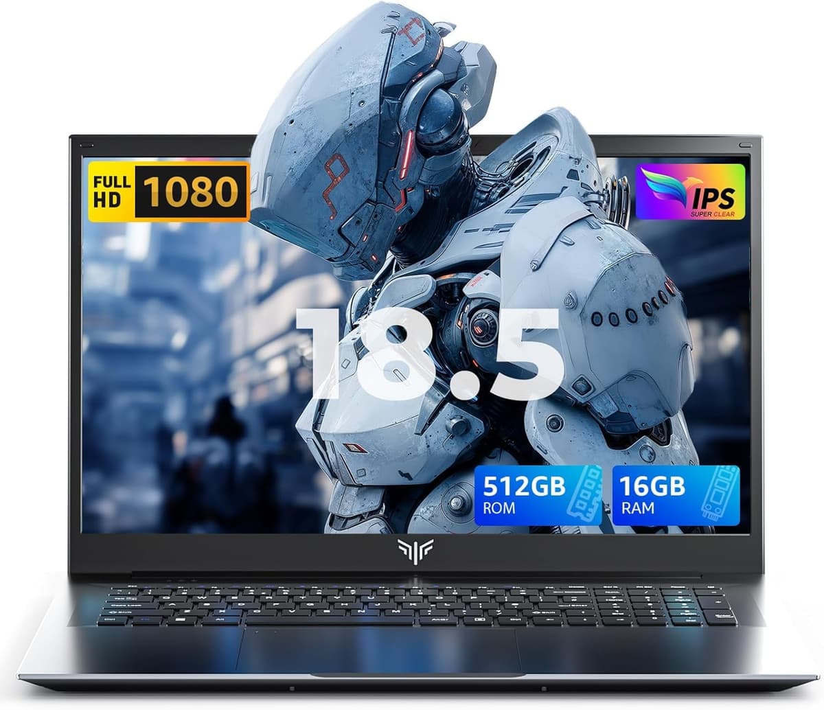 MALLRACE Laptop 18.5 pulgadas con batería de 8000 mAh, procesador Intel N150 de cuatro núcleos hasta 3.6 GHz, 16 GB DDR4 RAM, 512 GB SSD, WiFi, pantalla Full HD IPS, Windows 11 2026 - computadora portátil para empresa, oficina y estudiantes AX18