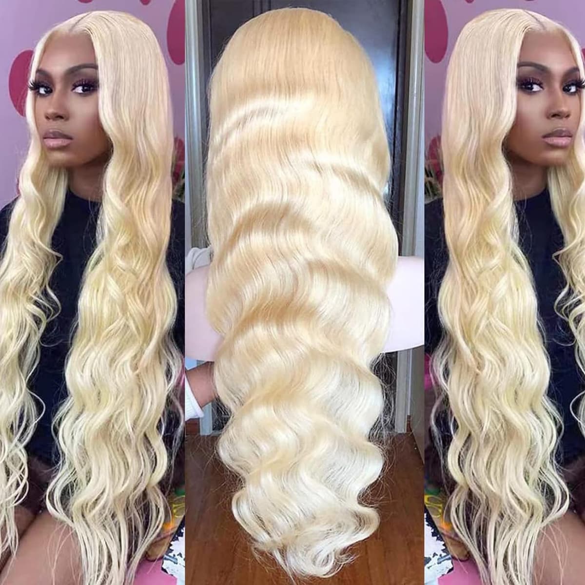 Peluca lace front Arabella 13x4 613 rubio, cuerpo ondulado, 210% densidad, pre-plucked (36" ) AS134-WIG-613-BW-36-new