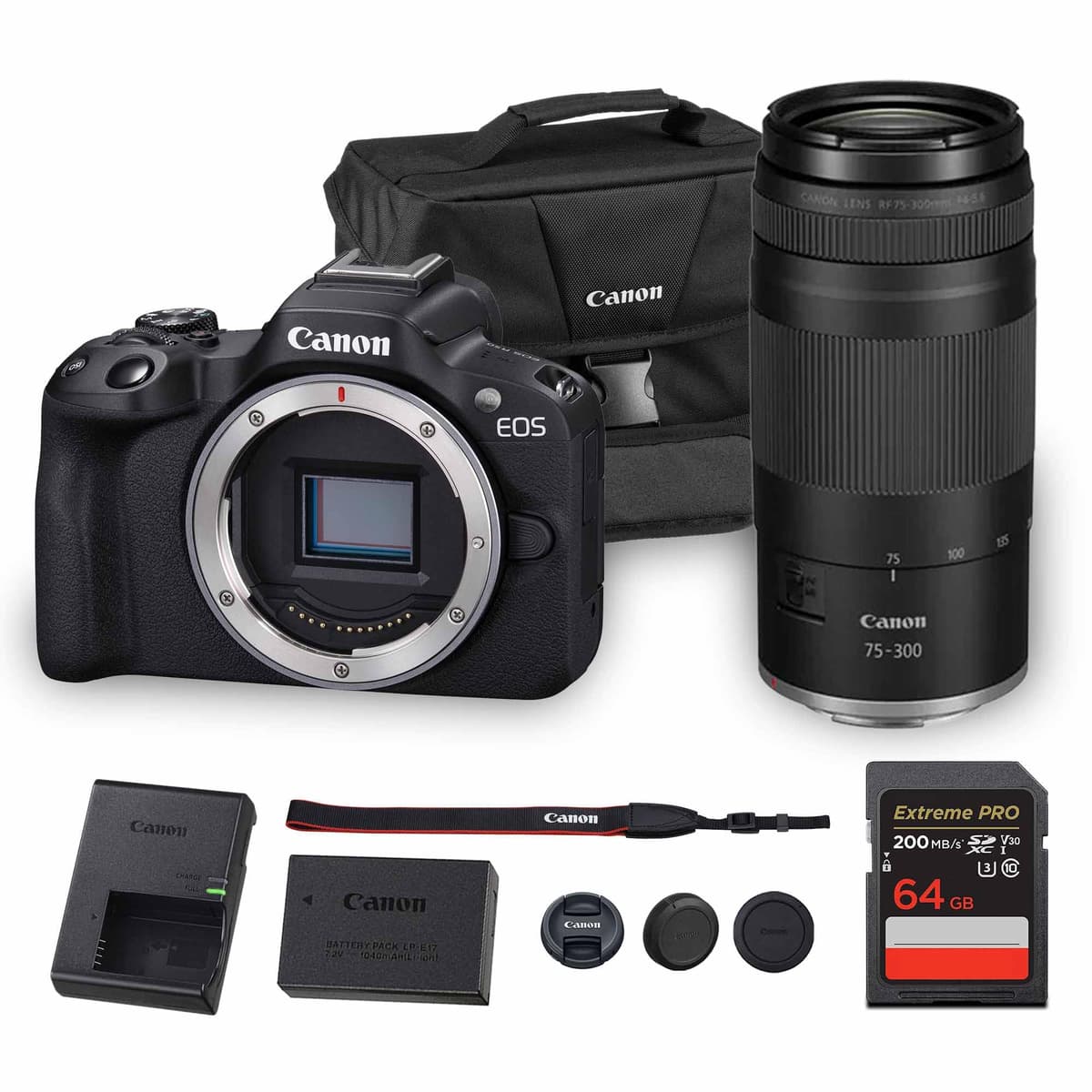 Canon EOS R50 Mirrorless Camera + Canon RF 75-300mm Lens + Bolsa + 64GB 5811C002_EDIPL_13
