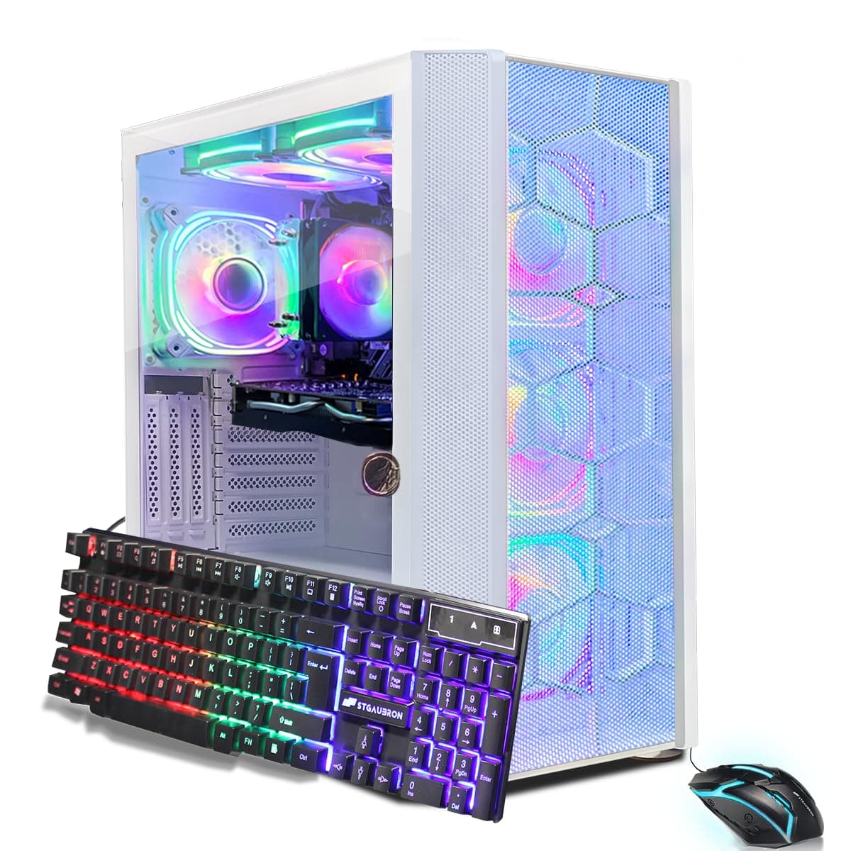 STGAubron PC Gamer de Escritorio, AMD Ryzen 5 5500 hasta 4.2 GHz, GeForce RTX 2060 Super 8 GB, 16 GB DDR4, SSD 1 TB, WiFi 6 5G y Bluetooth 5.2, 6 Ventiladores RGB, Windows 11 Home ABR1722