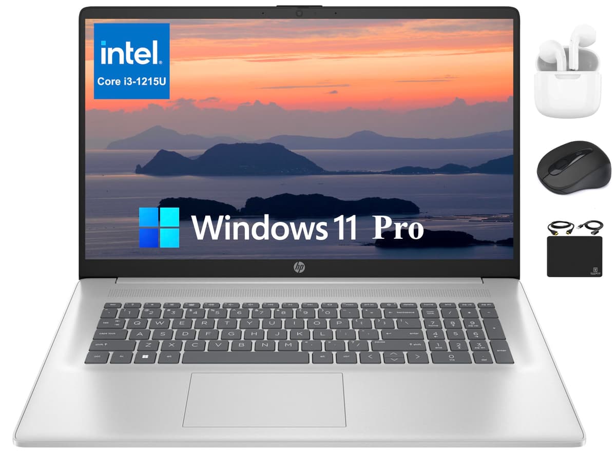 HP 2024 Pavilion Laptop de 17", pantalla FHD IPS antirreflejo de 17.3", Intel i3-1215U de 6 núcleos, 32 GB RAM, SSD de 1 TB, Wi-Fi, cámara con privacidad, carga rápida, batería de larga duración, Windows 11 Pro + HubxcelAccessory 2024 HP 17 Pavilion Laptop