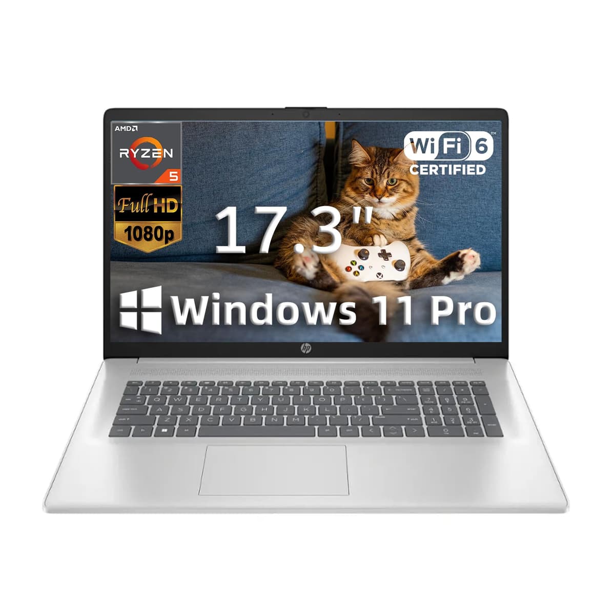 HP Laptop empresarial y para estudiantes de 17,3" | AMD Ryzen 5 7430U | Pantalla IPS FHD (1920 x 1080) | Wi-Fi 6 | Windows 11 Pro | 16 GB RAM | 512 GB SSD | Plata natural HP Laptop 17