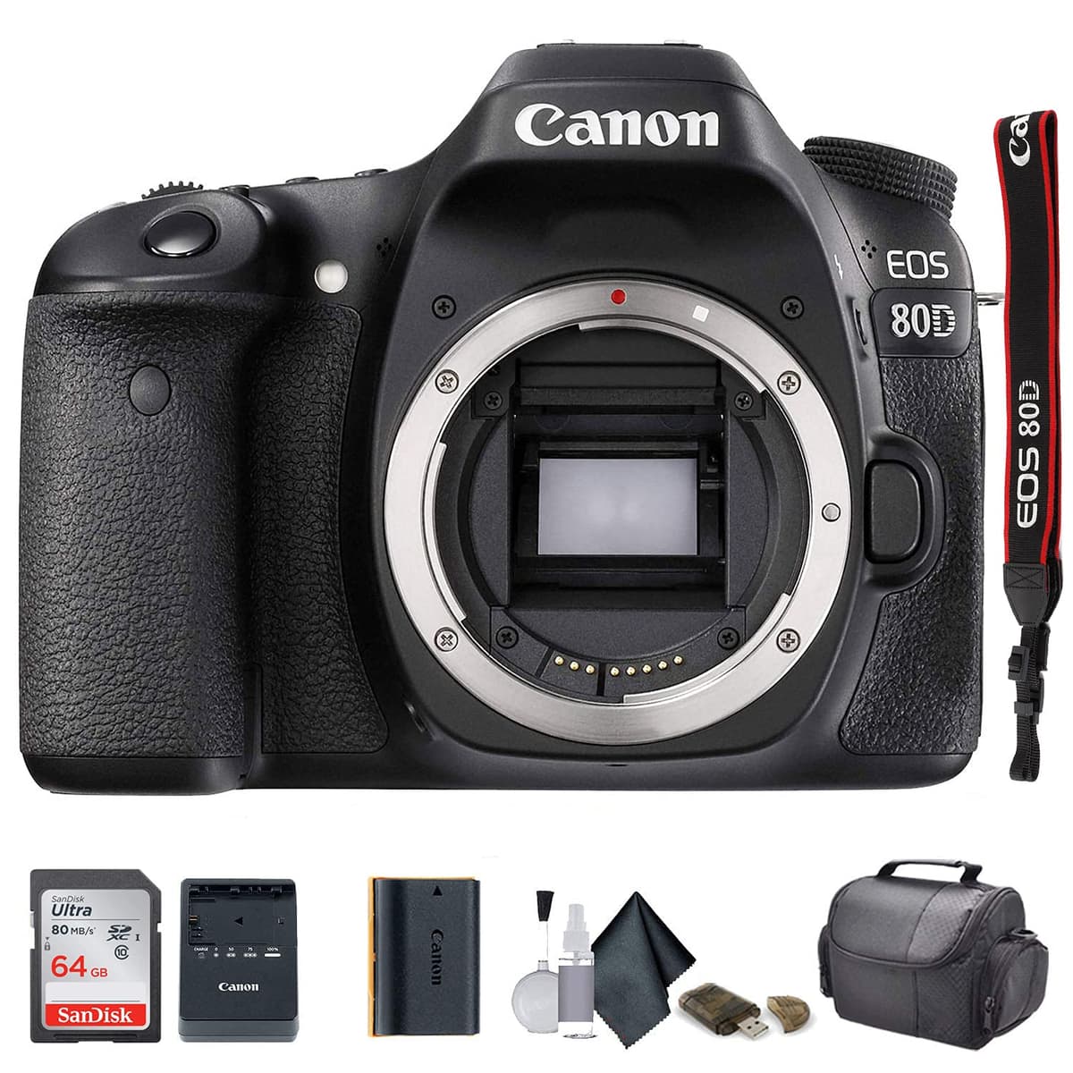 Canon EOS 80D DSLR Cámara + Bundle de Inicio (Renovada) 1263C004-139RE
