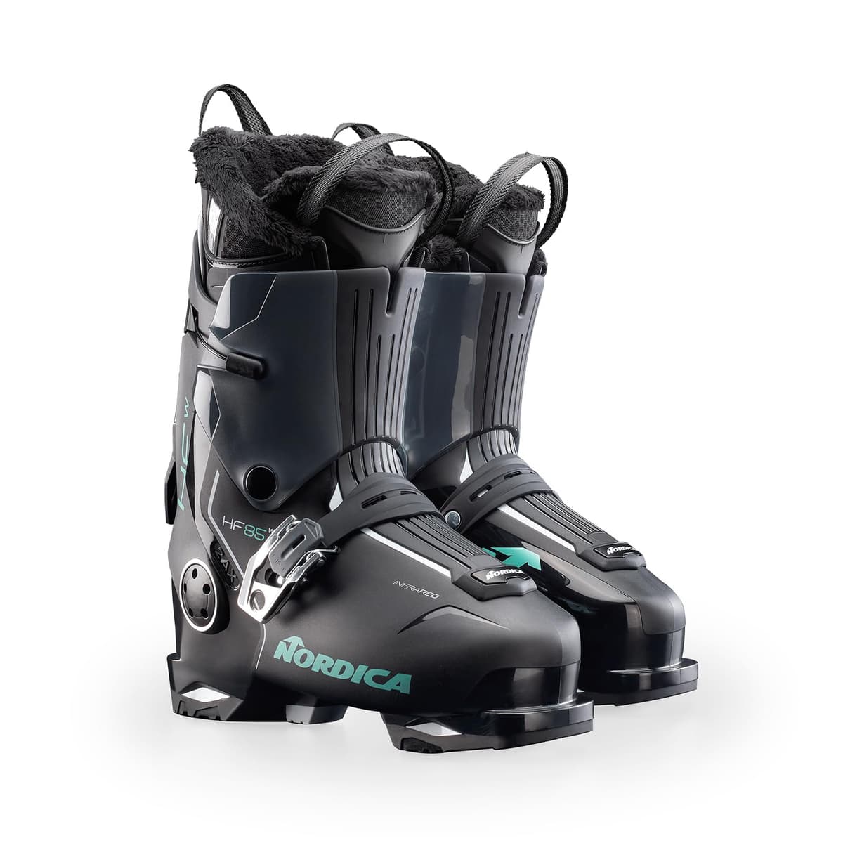 NORDICA HF 85 W Botas de esquí touring para mujer, aisladas y fáciles de poner, Negro/Antracita/Verde, 27.5 050K1300 731