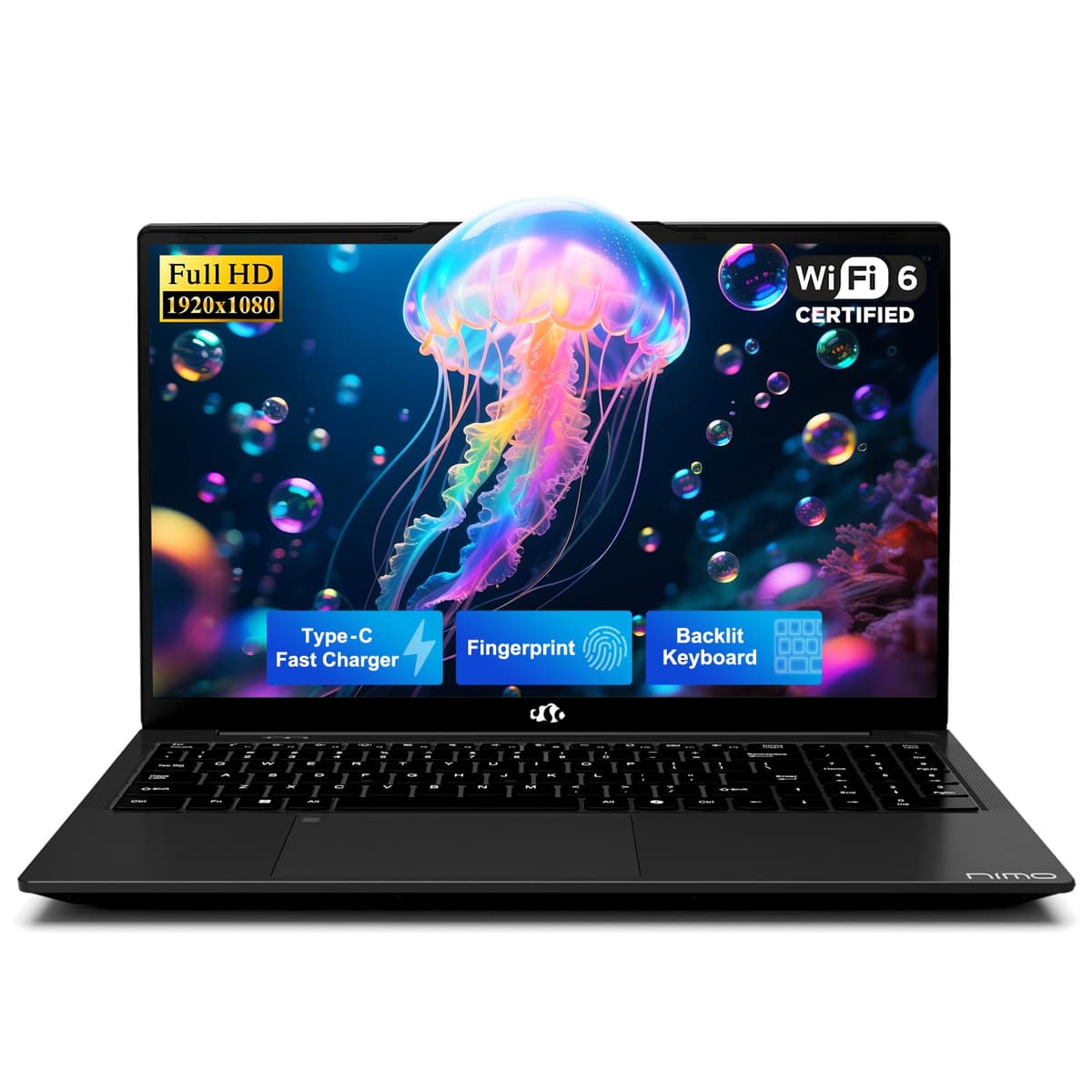NIMO 15.6" IPS FHD - Laptop Estudiantil, 16GB RAM 512GB SSD Intel N150 (Rendimiento similar a i3-10110U, 4 núcleos hasta 3.6 GHz) Computadora con 2 Años de Garantía, 65W Type-C, Lector de Huellas, Teclado Retroiluminado, Wi-Fi 6, BT5.2 NIMO N157