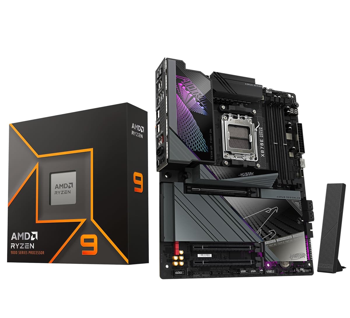 Micro Center Procesador AMD Ryzen 9 9900X con Placa Madre GIGABYTE X870E AORUS Master (ATX, DDR5,4x M.2, PCIe 5.0, USB4, WIFI7) 9900XGGX870EARMASTERWF