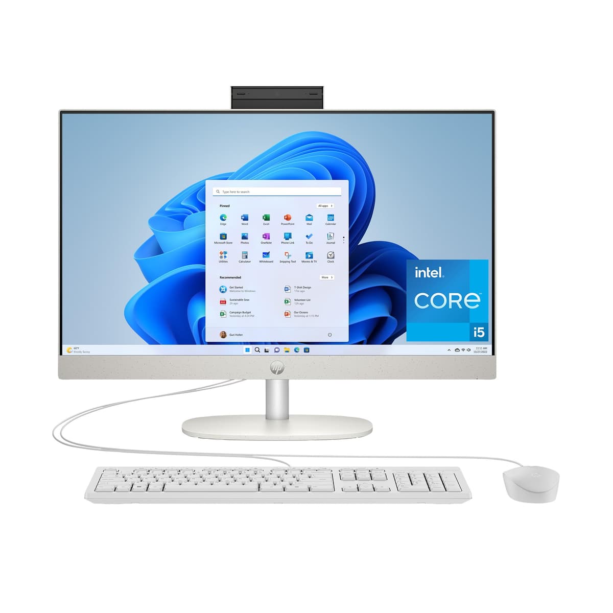 HP PC All-in-One de 23,8 pulgadas, pantalla FHD, Intel Core i5-1334U, 16 GB RAM, 512 GB SSD, Intel UHD Graphics, Windows 11 Home, blanco, 24-cr0112 (2025) B91RVAA#ABA