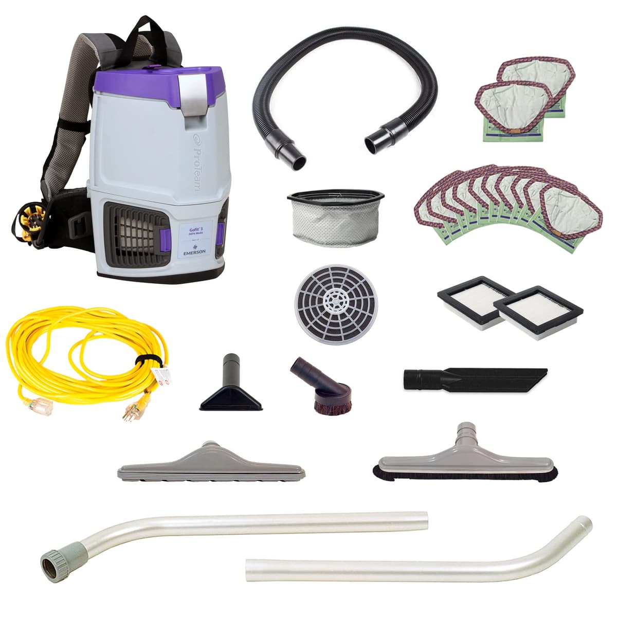 ProTeam GoFit 3 Aspiradora de Mochila Comercial 3 qt con Kit para Restaurantes (Cableada) 107726