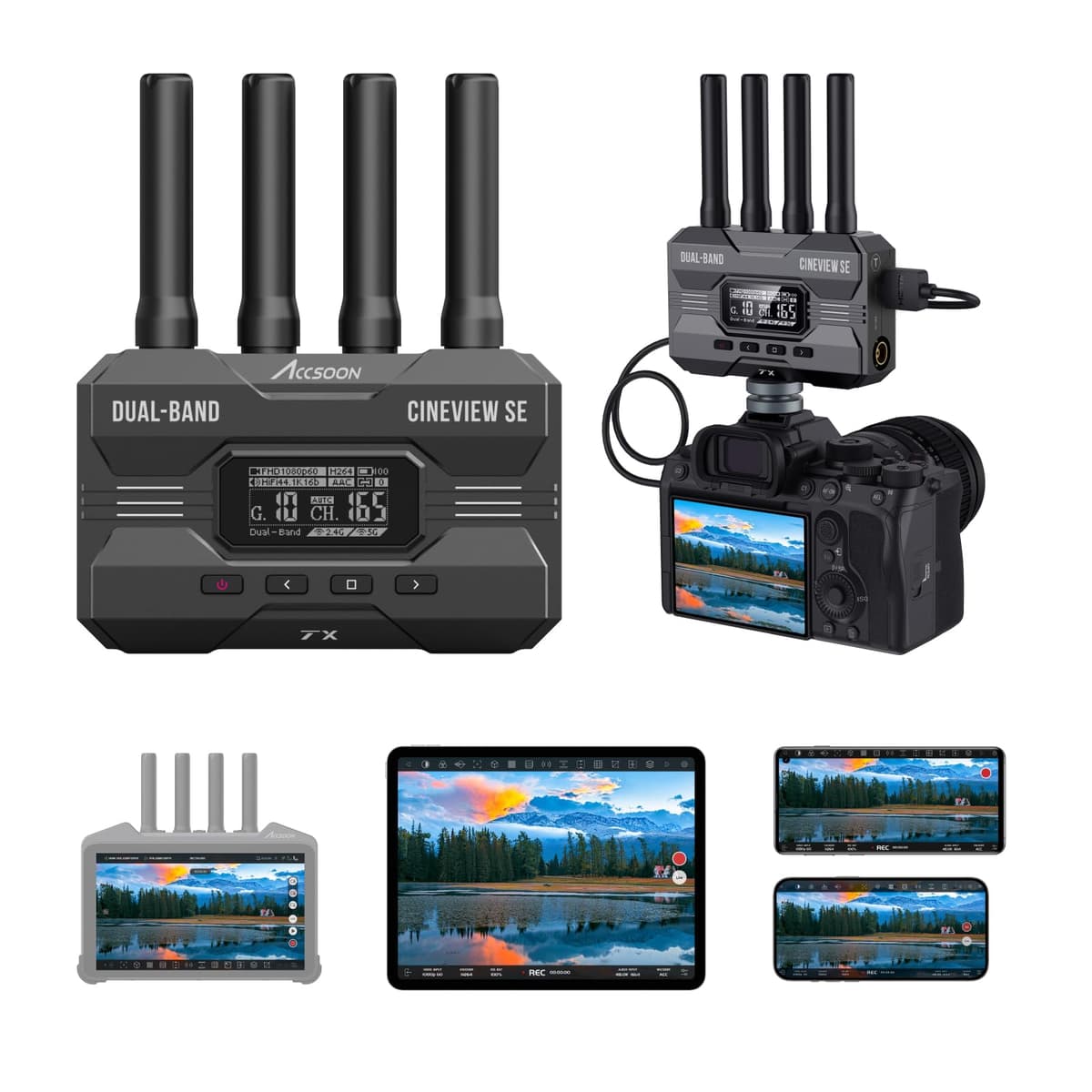 Transmisor y receptor inalámbricos Accsoon CineView SE HDMI/SDI Sistema de transmisión de video 1080P, 50 ms de latencia, alcance 1200 ft, 4 dispositivos para monitoreo en filmación, compatible con CineView M7 Pro/HE/2 SDI