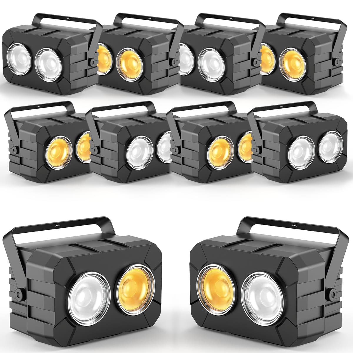 DazzlingStage 180W 2-Eyes LED COB Par Cool+Warm White - Pack de 10 LHQ-ZQ01321X10US-GYY